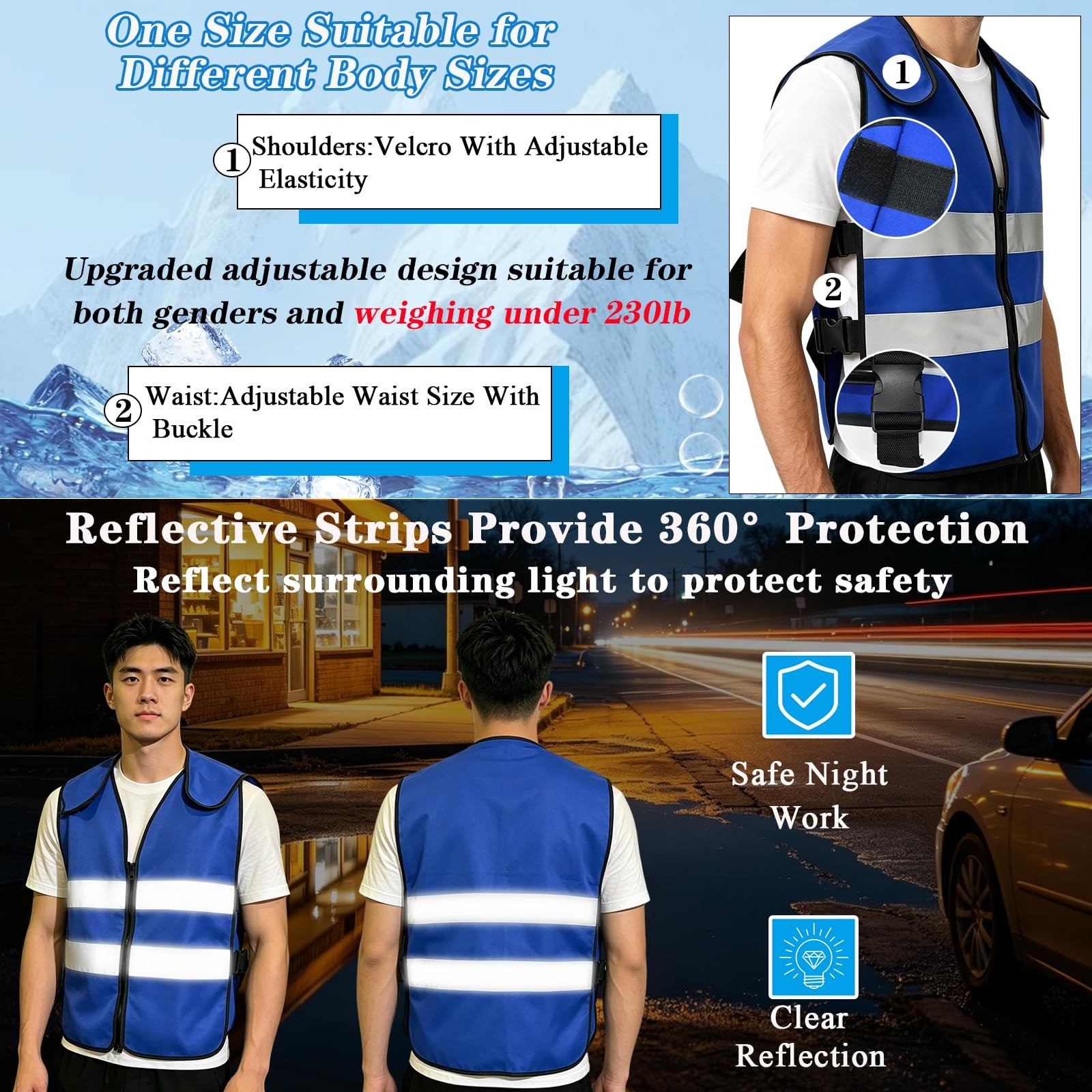 Cooling Vest for Men & Women Adjustable Ice Vest with 20 PCS Gel Ice Packs