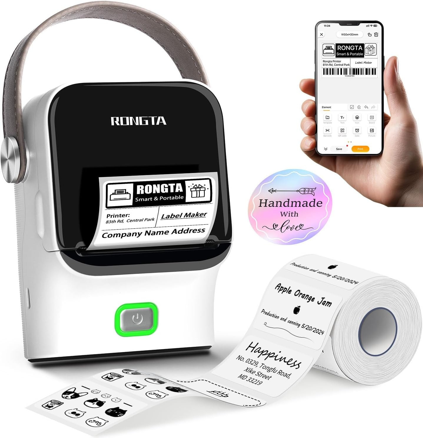 Bluetooth Label Maker Machine with Tape, Thermal Label Printer for Office, Small