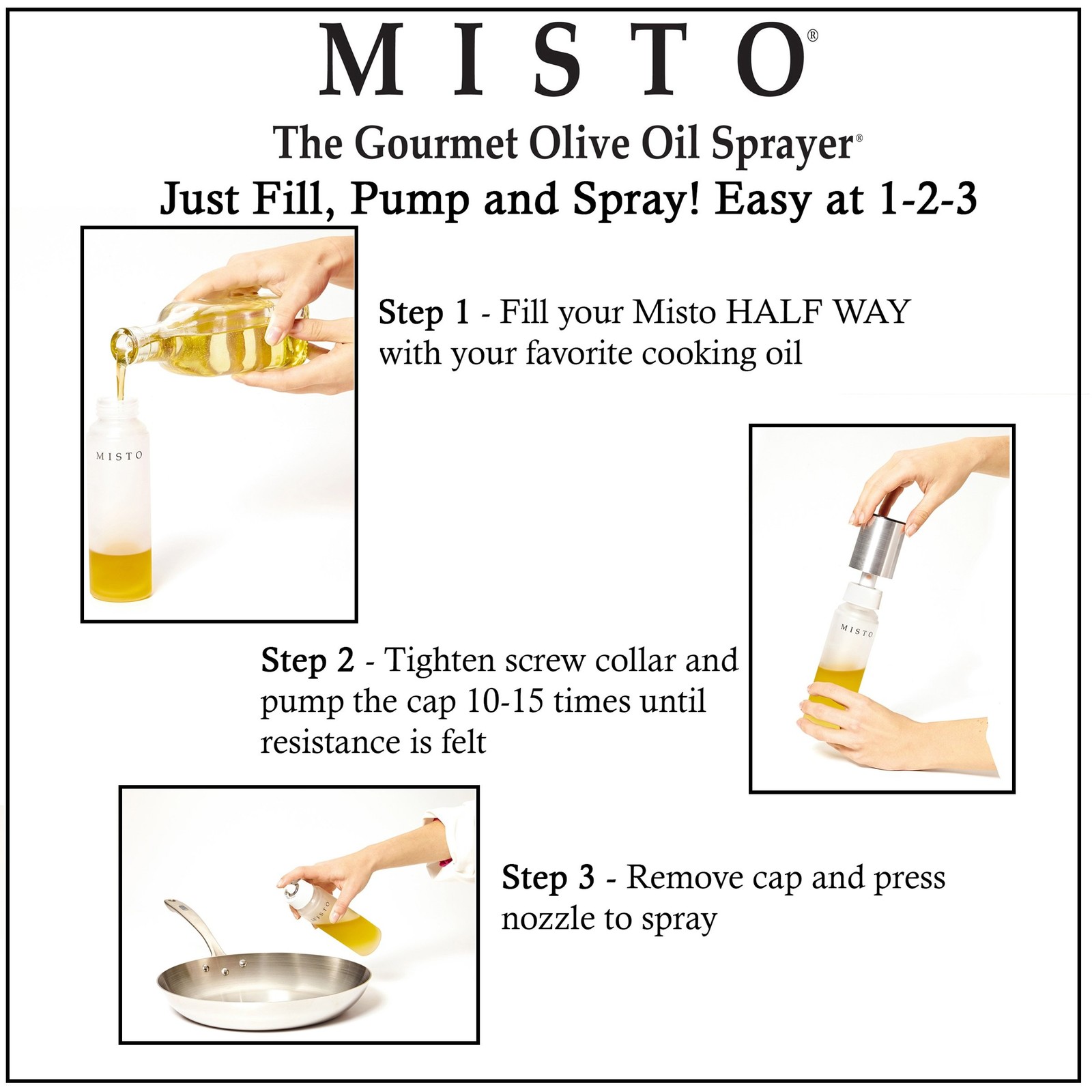 Misto Oil Sprayer, Frosted Glass, 7.75 Inch 3.2 Ounces, Glass