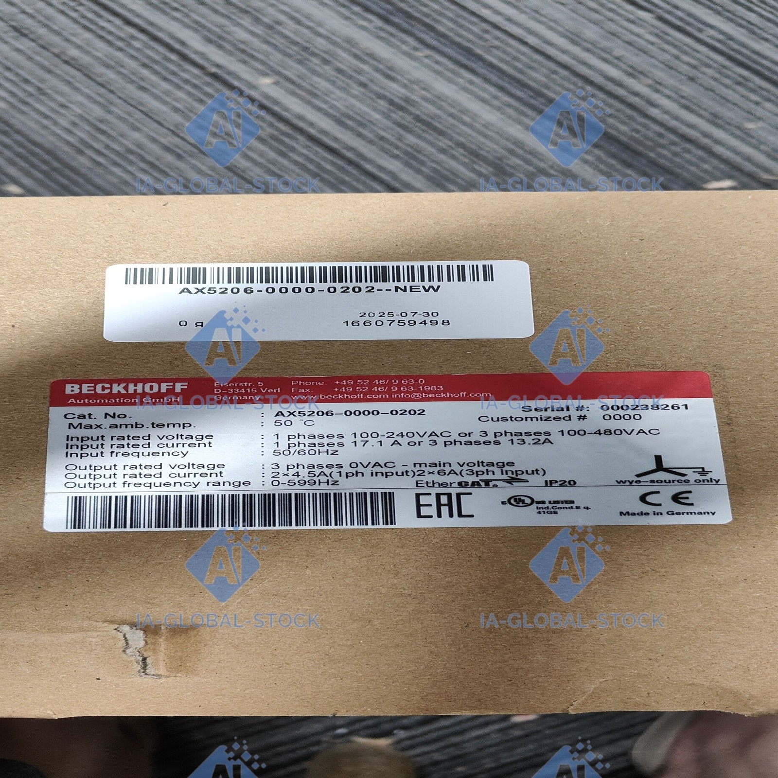 One unit Brand NEW Beckhoff For AX5206-0000-0202 Warranty Included