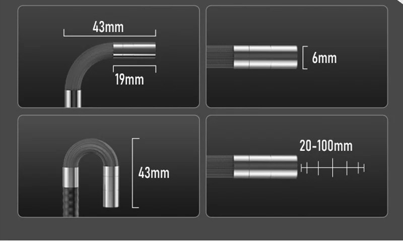 3.3ft Semi Rigid Endoscope 2-Way 180° Inspection Camera Articulating Borescope