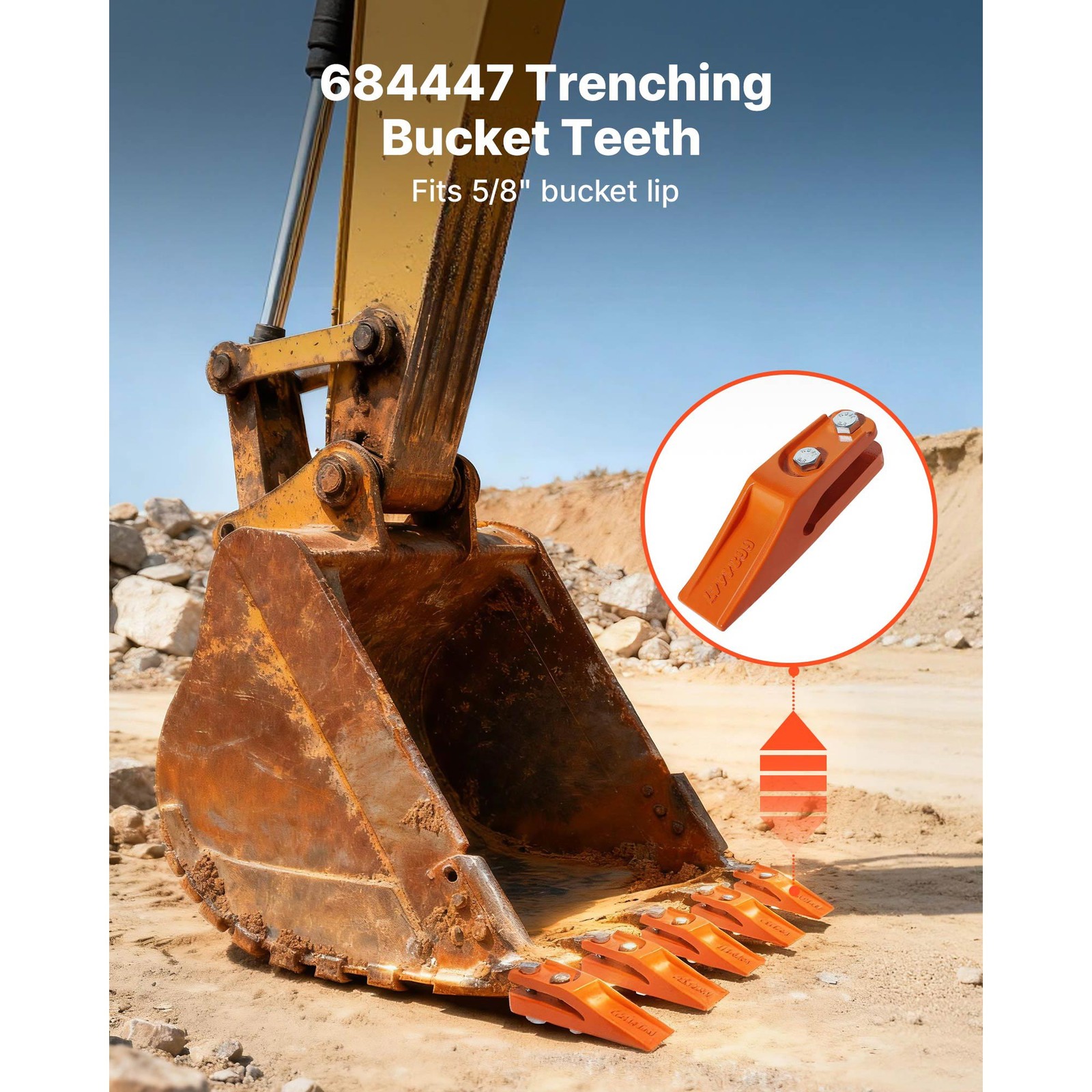 Uimoso 7.34″ Excavator Bucket Teeth with Pin Set, 7-Pack, Durable Bucket Tooth