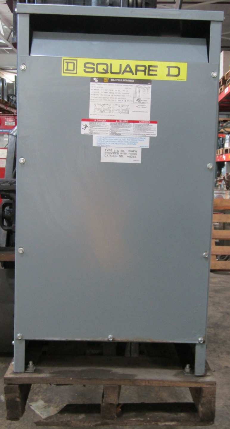 😏 NEW SQUARE D 37.5 kVA TRANSFORMER 480/240 VAC HI 240/120 VAC LO 1∅ EE37S3H