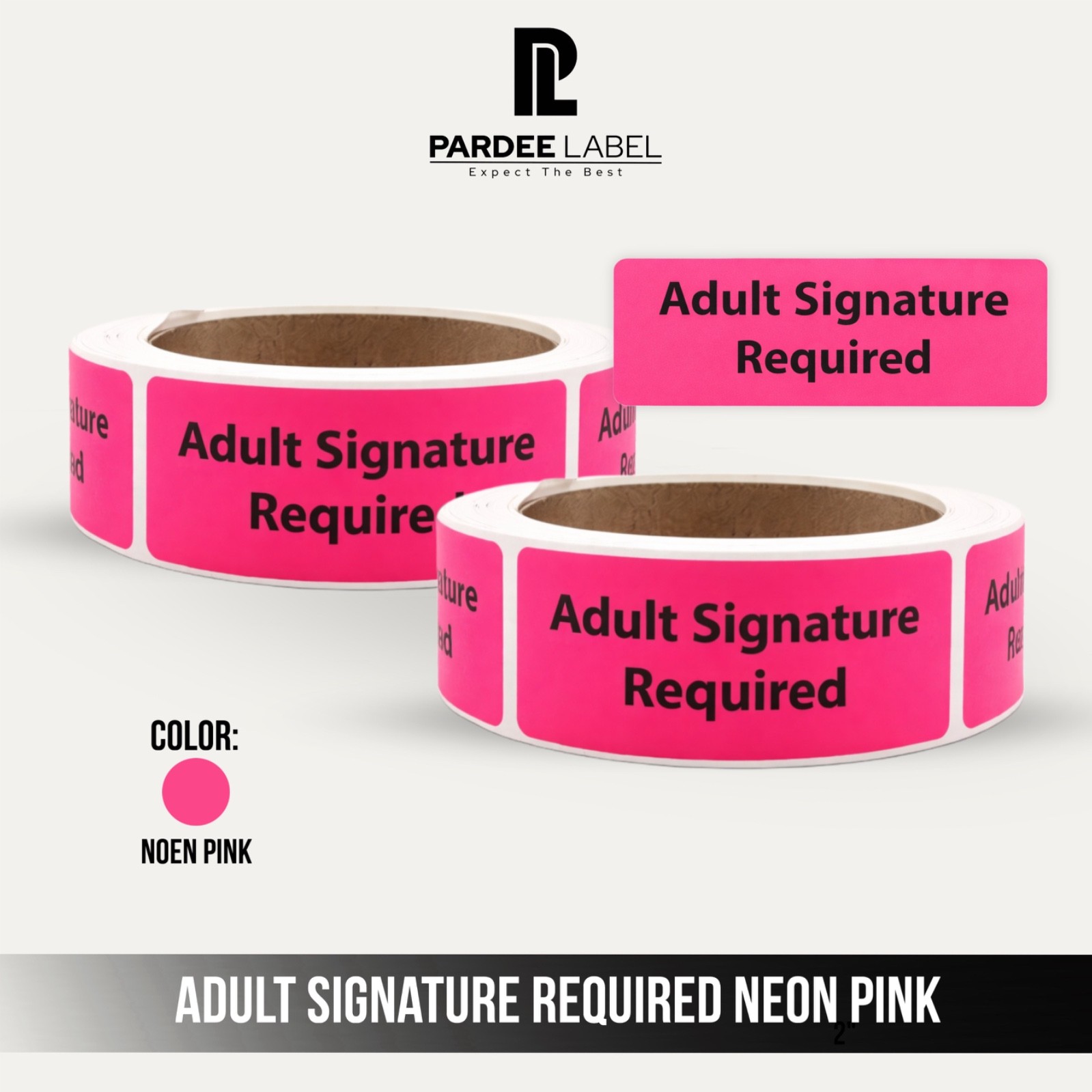 Adult Signature Required Stickers 1″ x 3″ – Neon Pink | 250 Labels/Roll