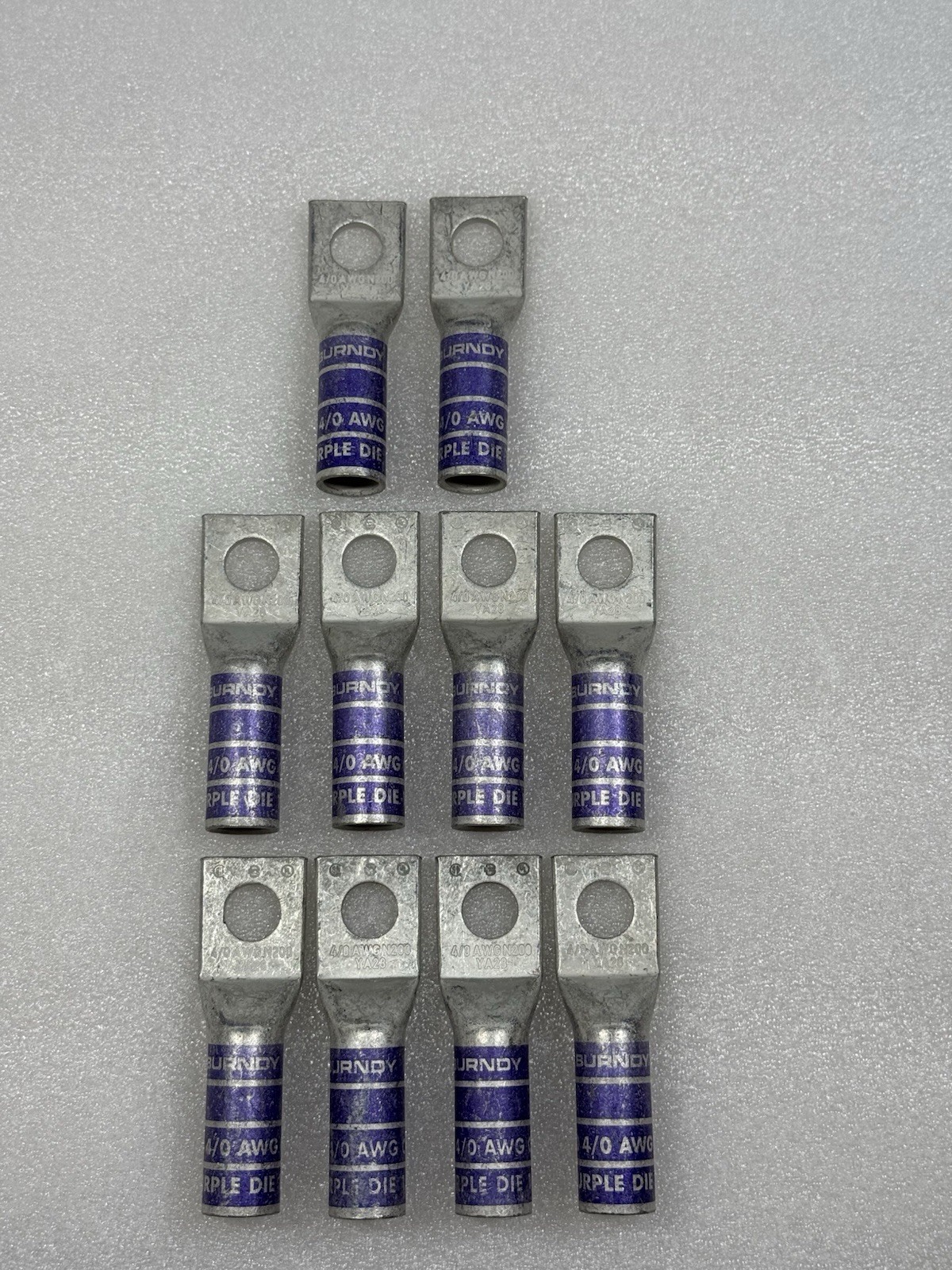 Lot of 10 Burndy Purple Die 15 N200 4/0 AWG Copper Compression Lugs