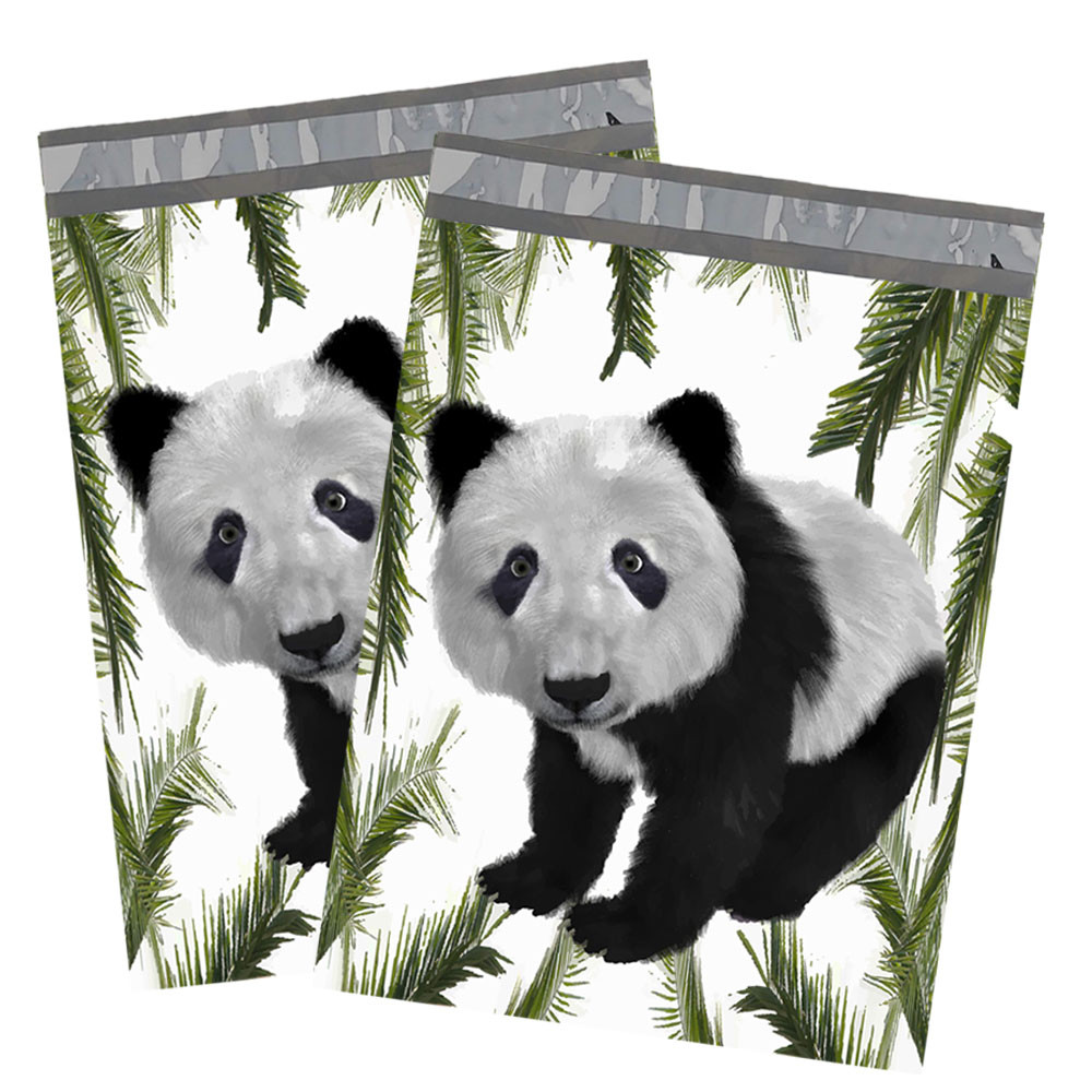 10×13 Panda Bear Poly Mailers, Black and White Self Seal Shipping Mailing Bags