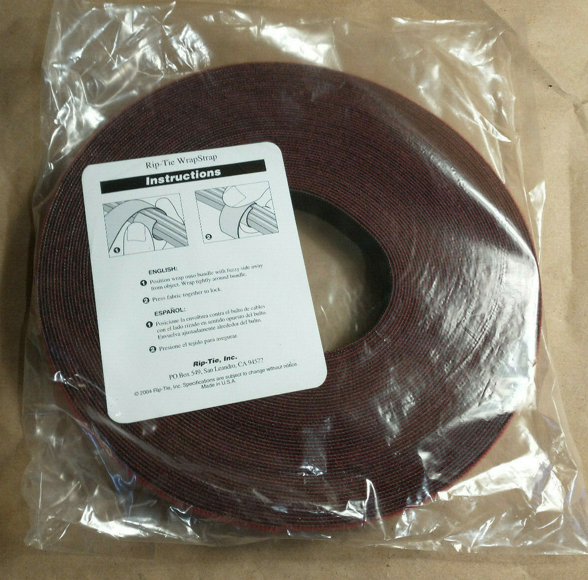 Rip-Tie Lite Wrap Strap Hook and Loop, 3/4″ x 75′ Long Cranberry Cable Organizer