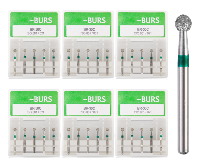 50 Dental Diamond Burs Tooth Drills Ball Round for High speed Handpiece Turbine