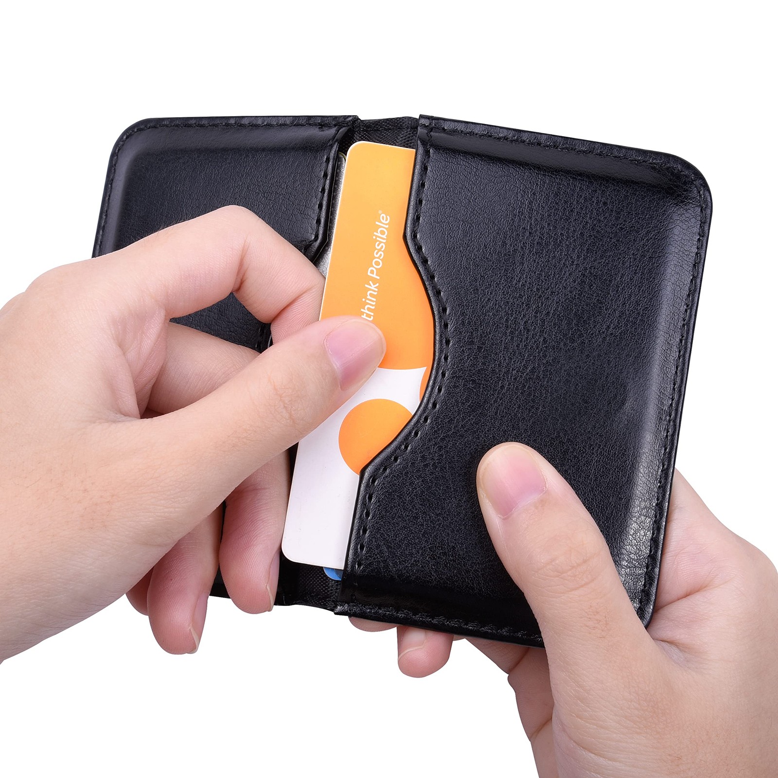 Wisdompro Business Card Holder, 2-Sided PU Leather Folio Name Card Holder