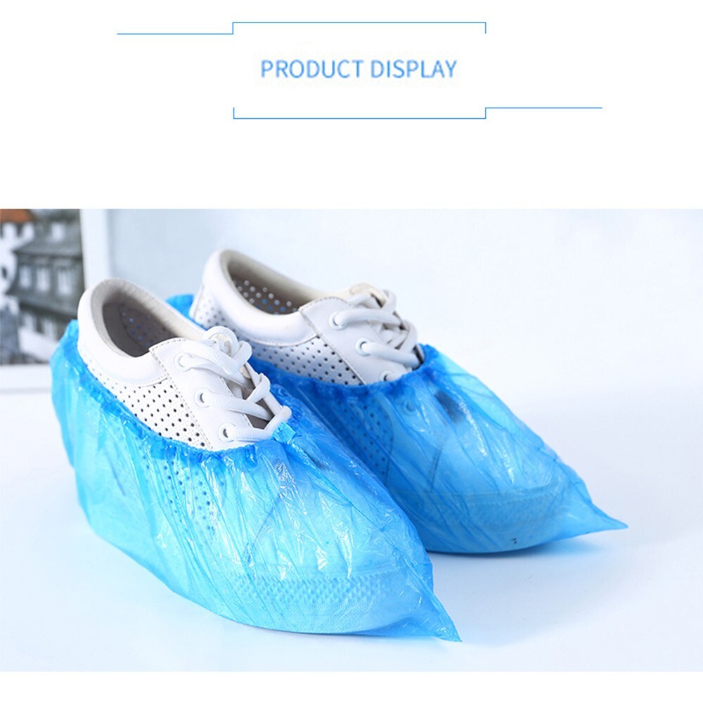 Disposable PE Plastic Shoe Covers 100pcs Dust Proof Waterproof for Home/Hotel