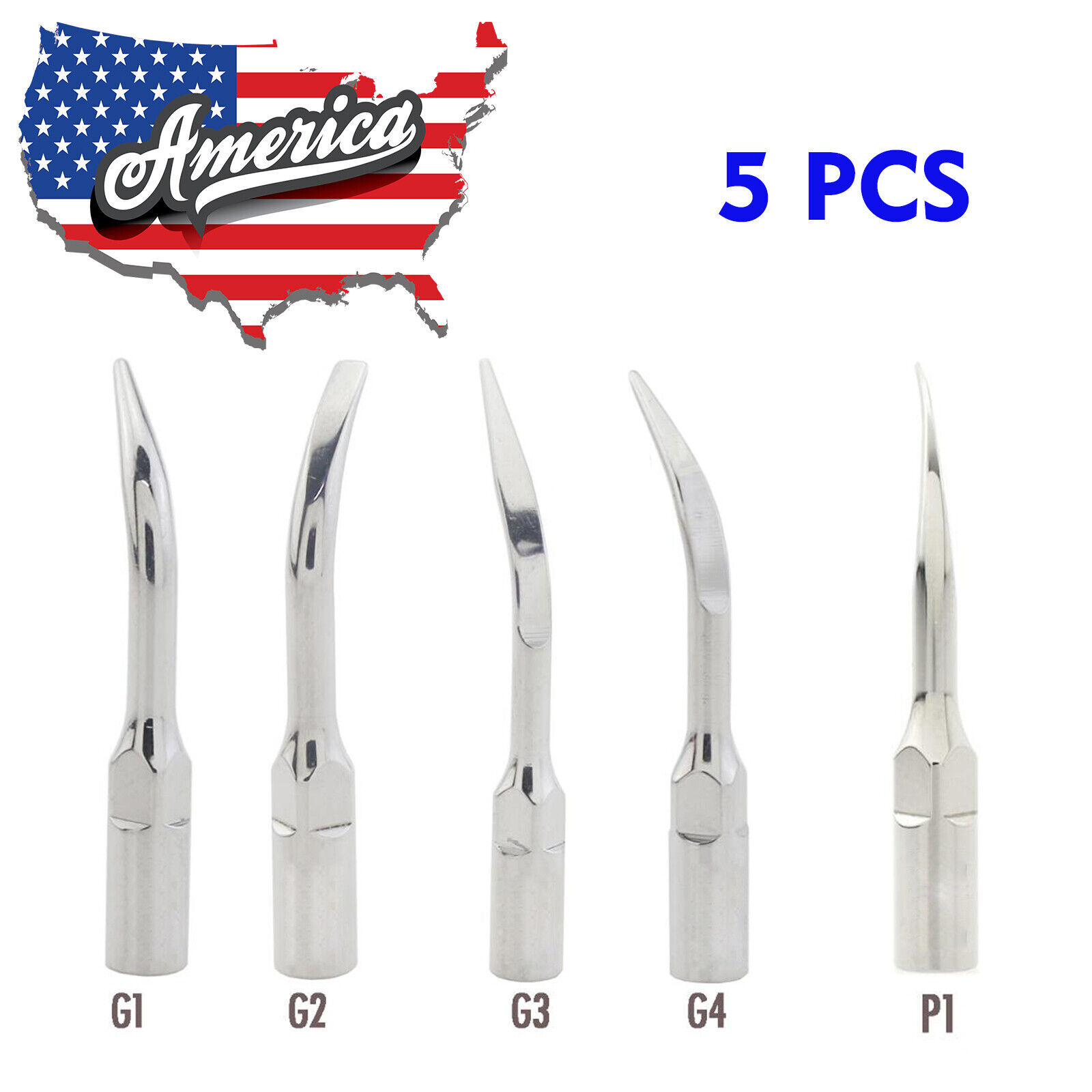 5 pcs Dental Ultrasonic piezo scaler Tips Fit EMS WOODPECKER G P Scaling Perio
