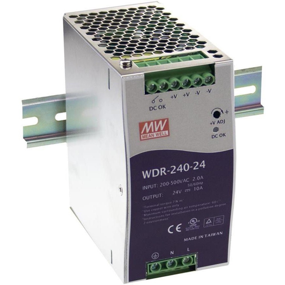 Mean Well WDR-240-24 Single Output Industrial Power Supply 240W 24V – DIN Rail