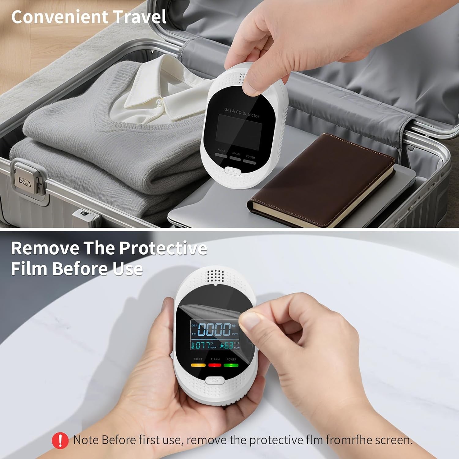 4in1 Carbon Monoxide Detectors Alarm Gas Detector Humidity Temperature Detectors