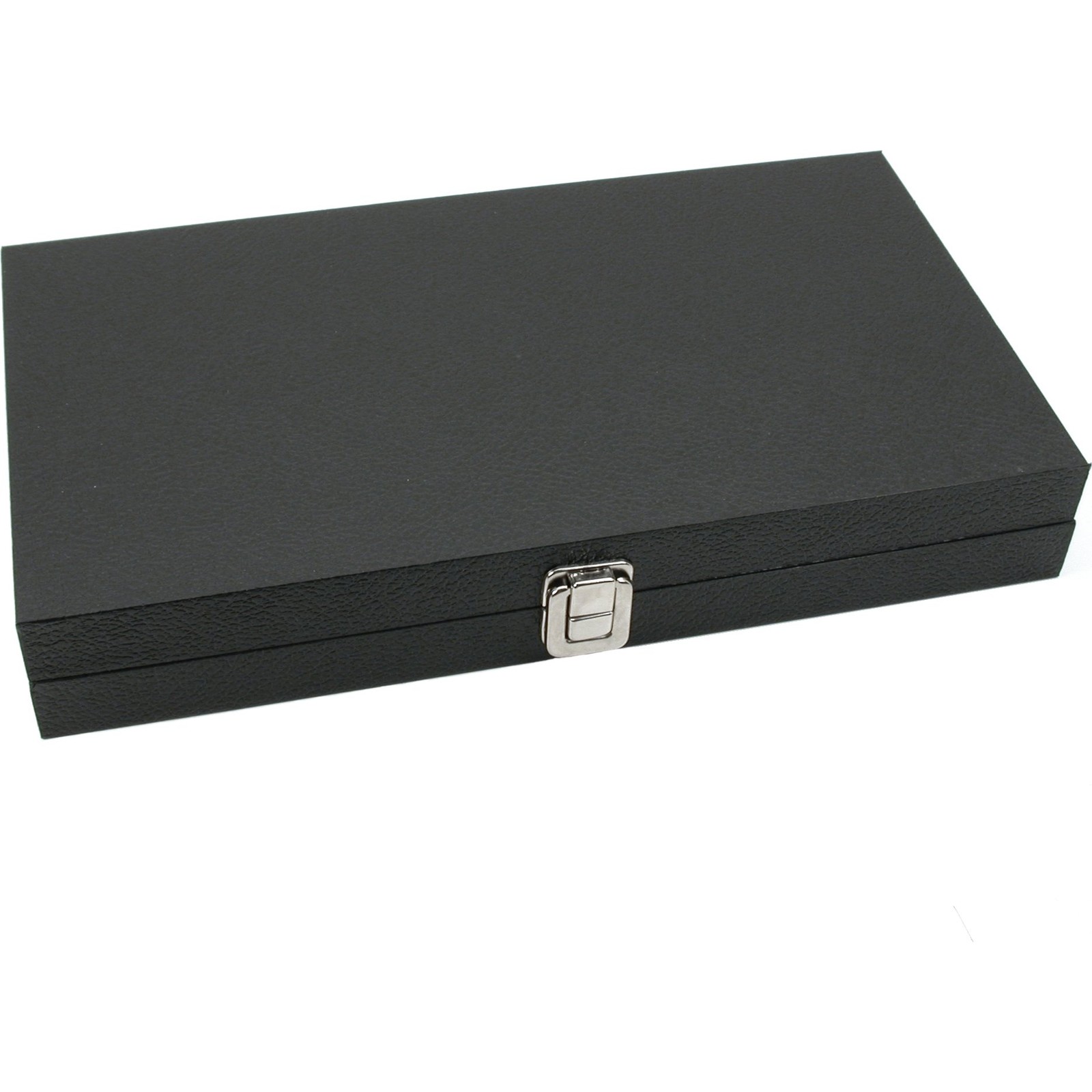 Black Jewelry Display Case (Single metal clasp) w/ Blue Foam 72-slot Display Pad