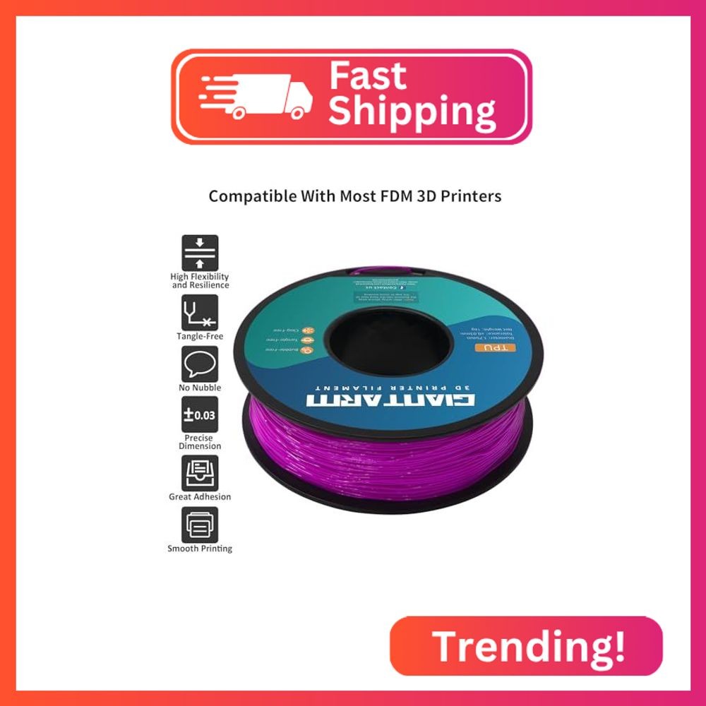 GIANTARM TPU Filament 1.75mm 1Kg(2.2lbs), Purple Filament TPU, 95A Flexible 3D P