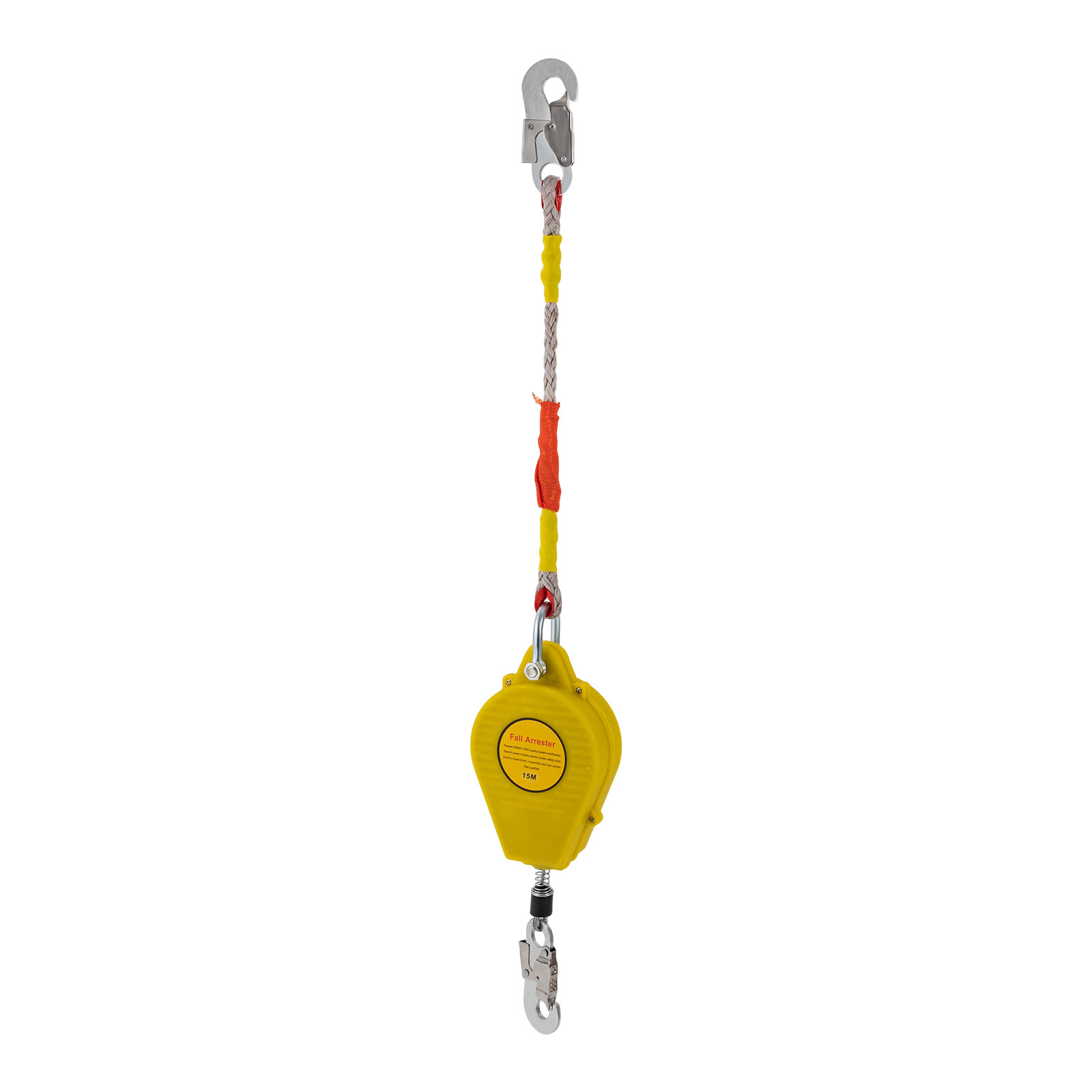 15M Self-Retracting Fall Arrester with Double Locking Hook, 150kg Capacity