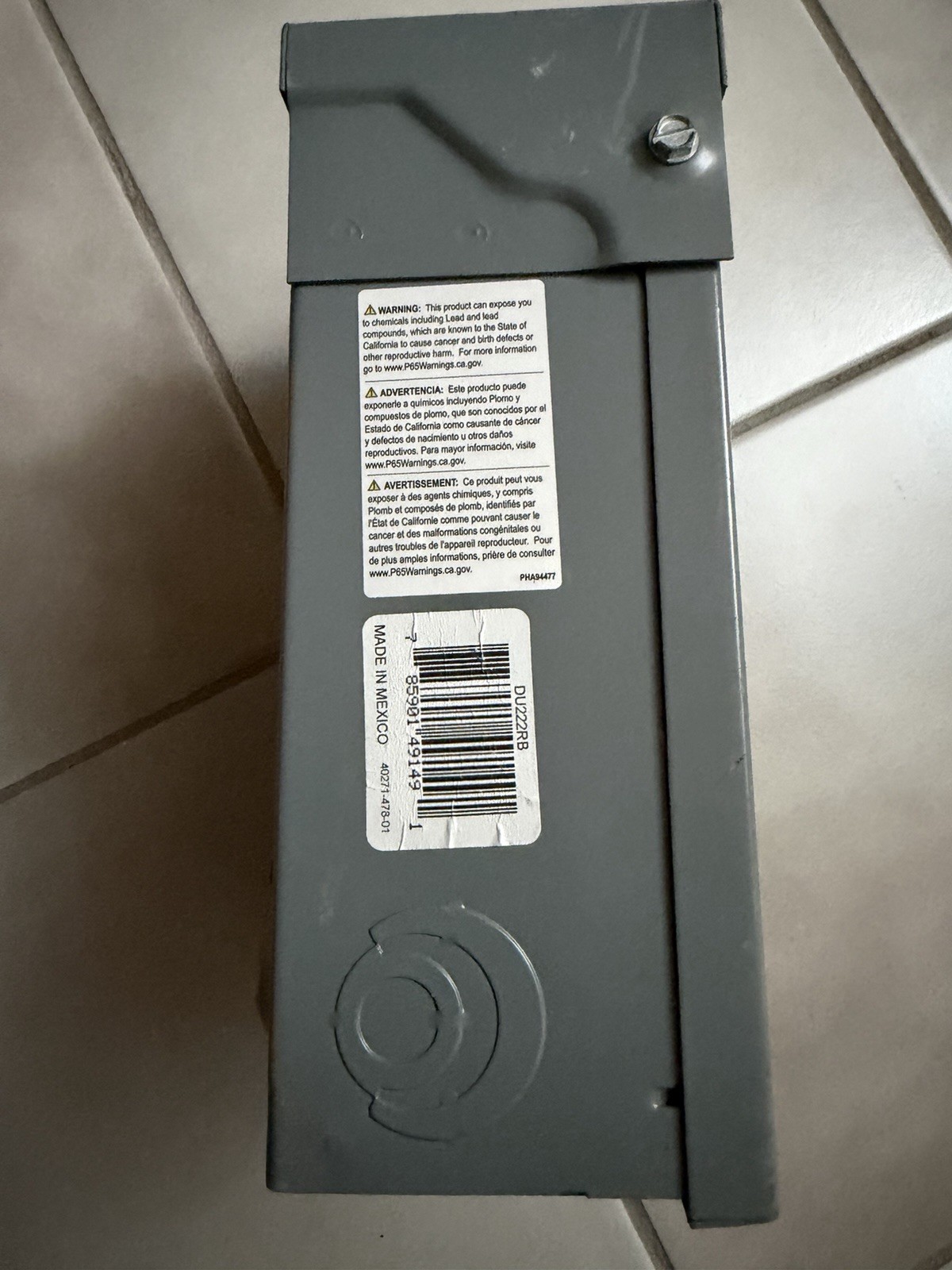 Square D DU222RB 60A 240V 2-Pole Non-Fusible Safety Switch NEMA 3R