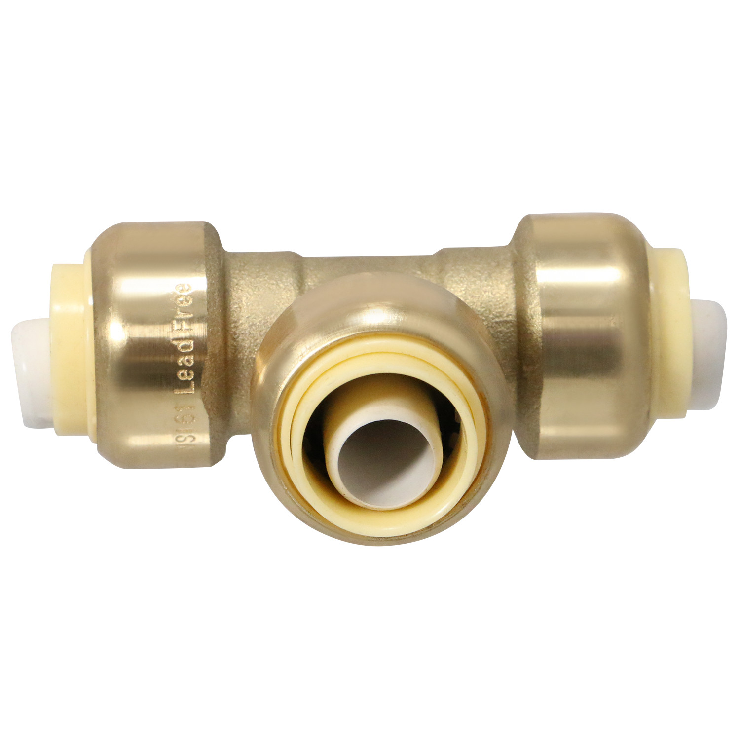 10) 1/2″ Push-Fit Tee w. 1 Free Removing Clip, Lead Free Brass
