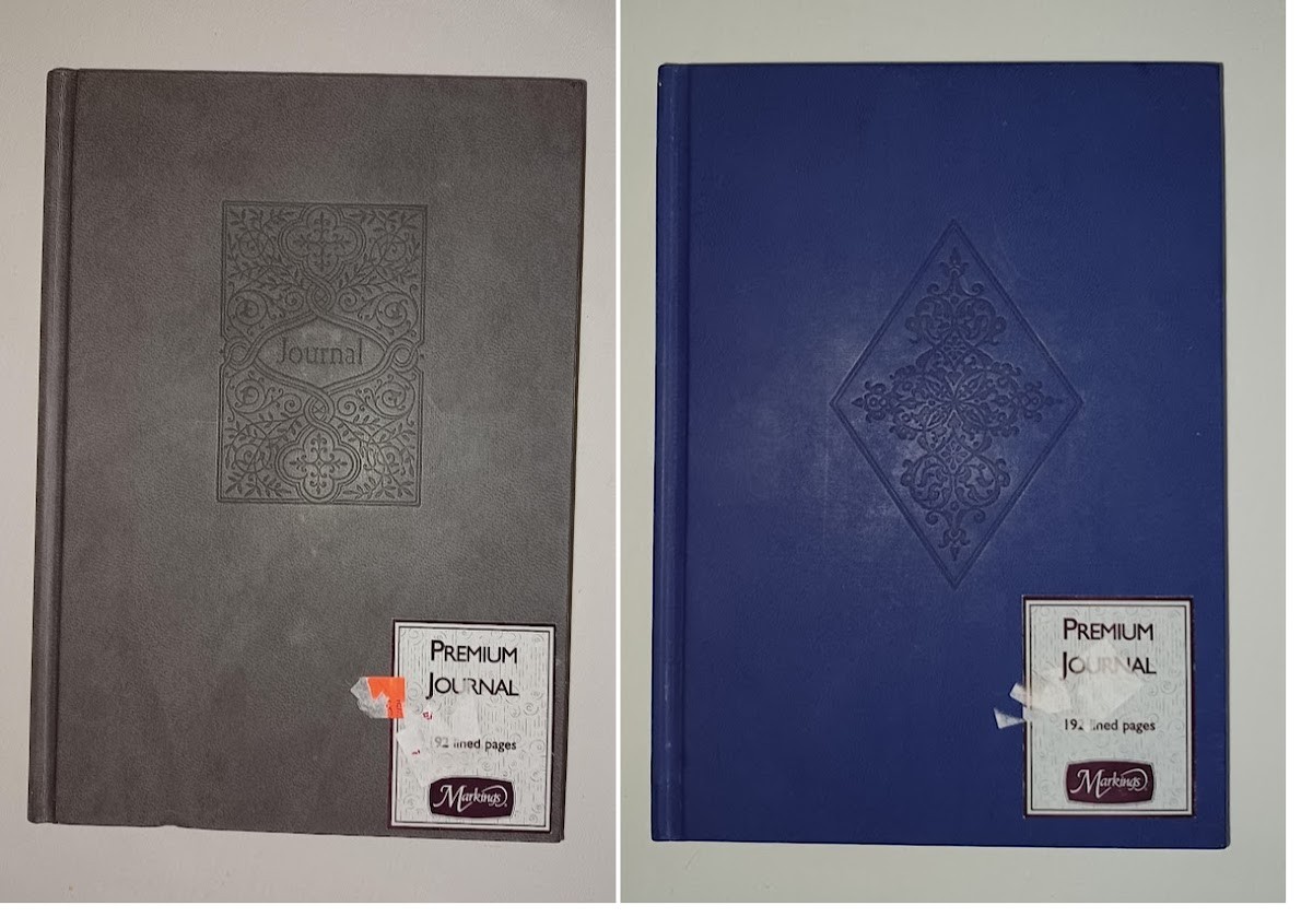 JOURNALS 2 Book Lot Set Markings Line Ruled Diary Pages Diaries Writing Thoughts