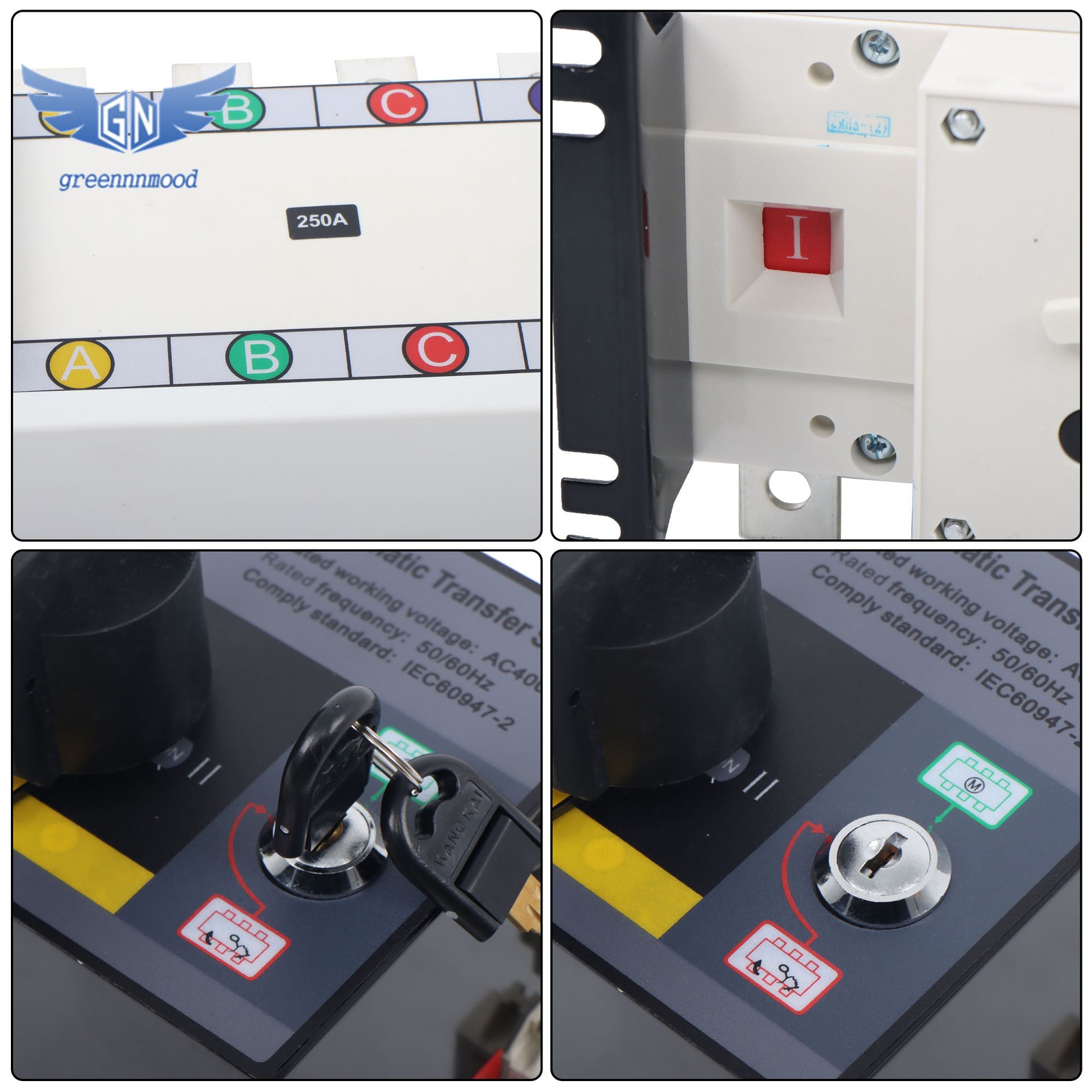 250A 4 Poles 110V 220V Industrial Automatic Transfer Switch Grid to AC Generator