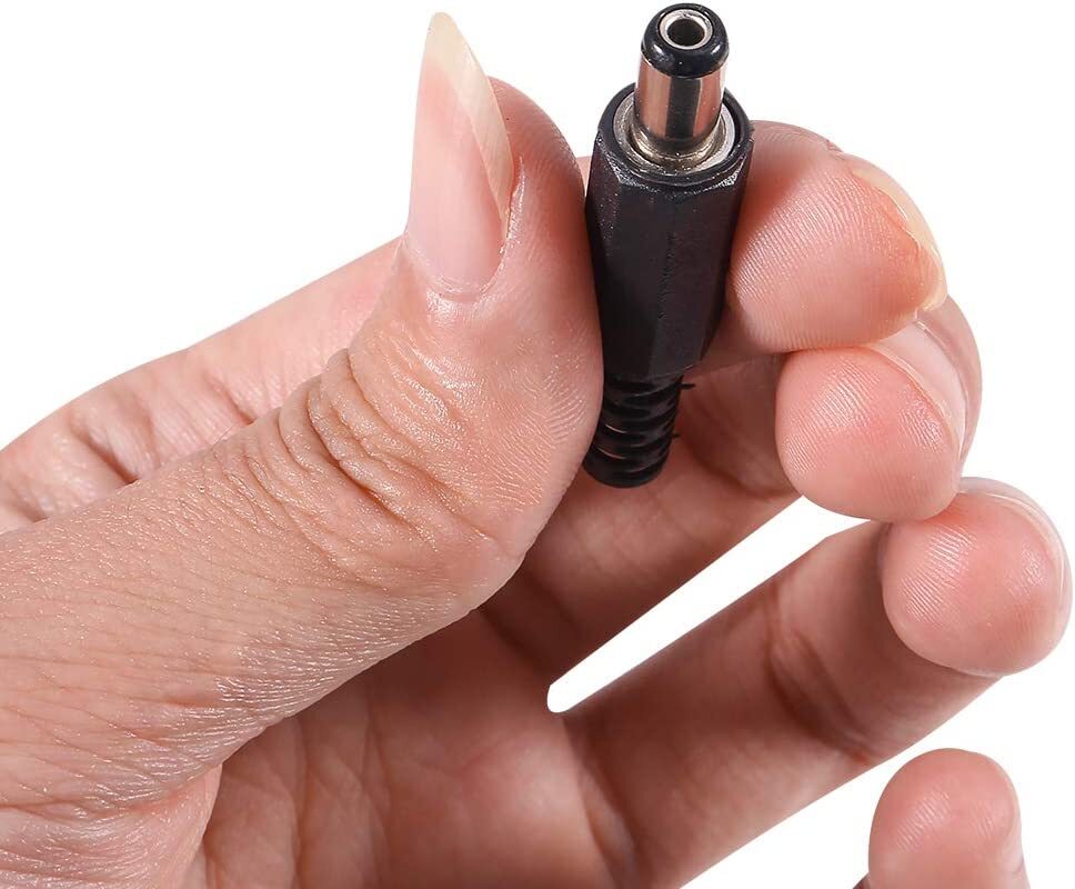 Male DC Power Plug Connectors 2.1mm x 5.5mm for LED Lights, CCTV & Electronics