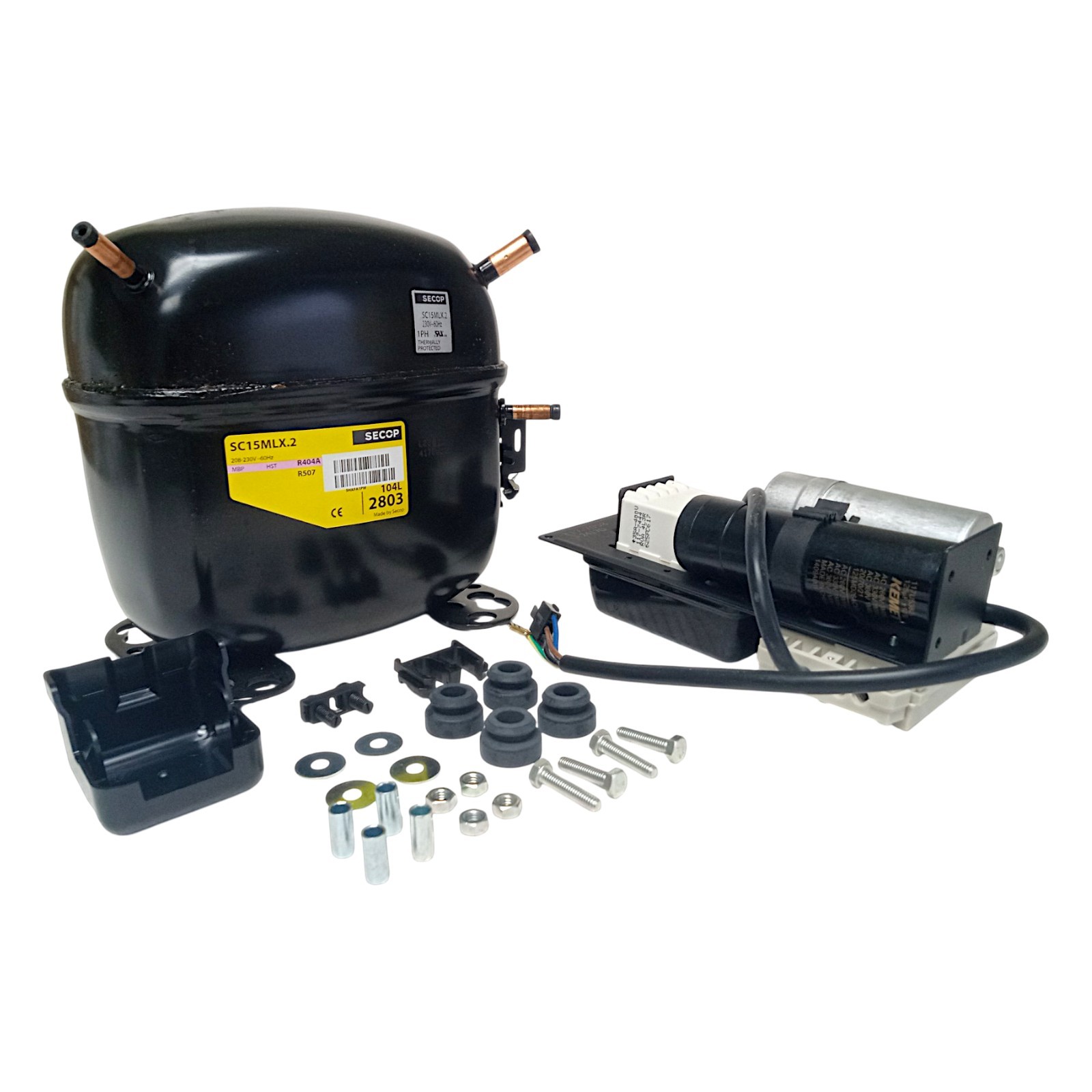 Secop SC15MLX.2 R404a Hermetic Refrigeration Compressor 9433 BTU HBP 230V 3/4HP