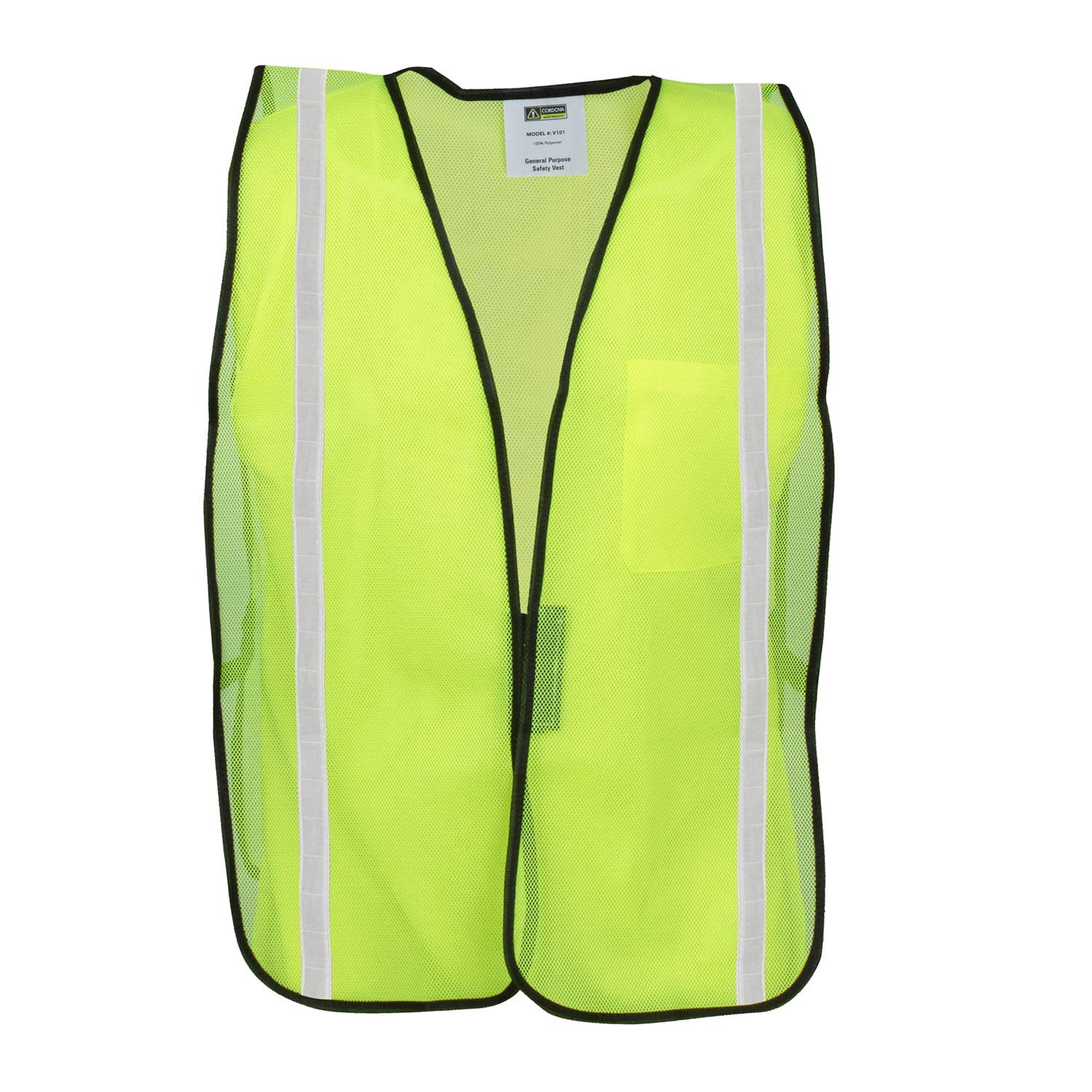 Cordova V111W General Purpose, Type O, Non-Rated, Lime Mesh Vest, Hook & Loop…
