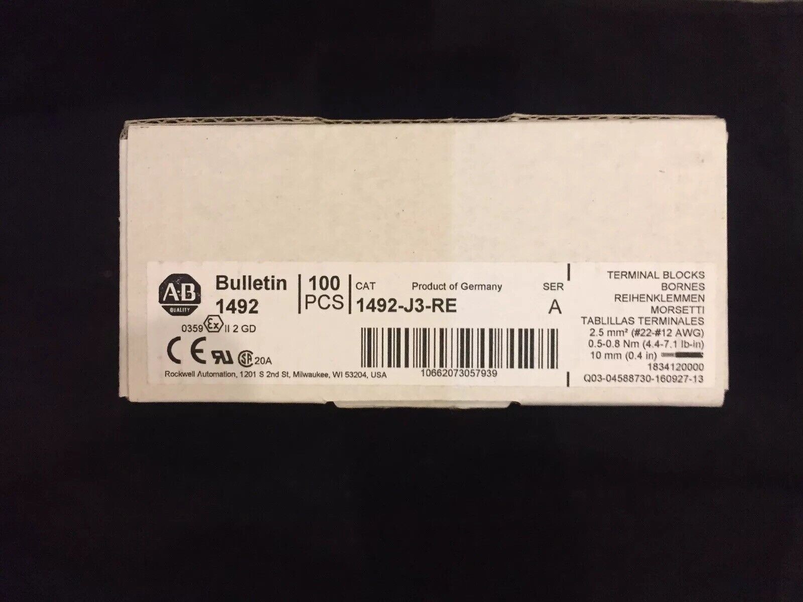 Allen-Bradley 1492-J3-RE, Feed Thru Terminal Block, 3mm, Red, Box Of 100 Pcs