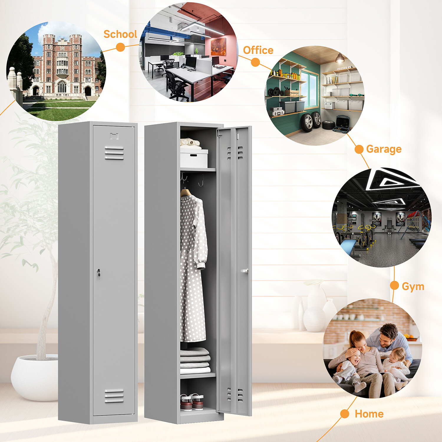Metal Employee Lockers Metal Storage Cabinet for Home Bedroom School Office GYM