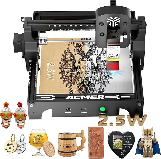 【Refurbished】 ACMER S1 2.5W Mini Laser Engraver – 130×130mm DIY Cutter Machine