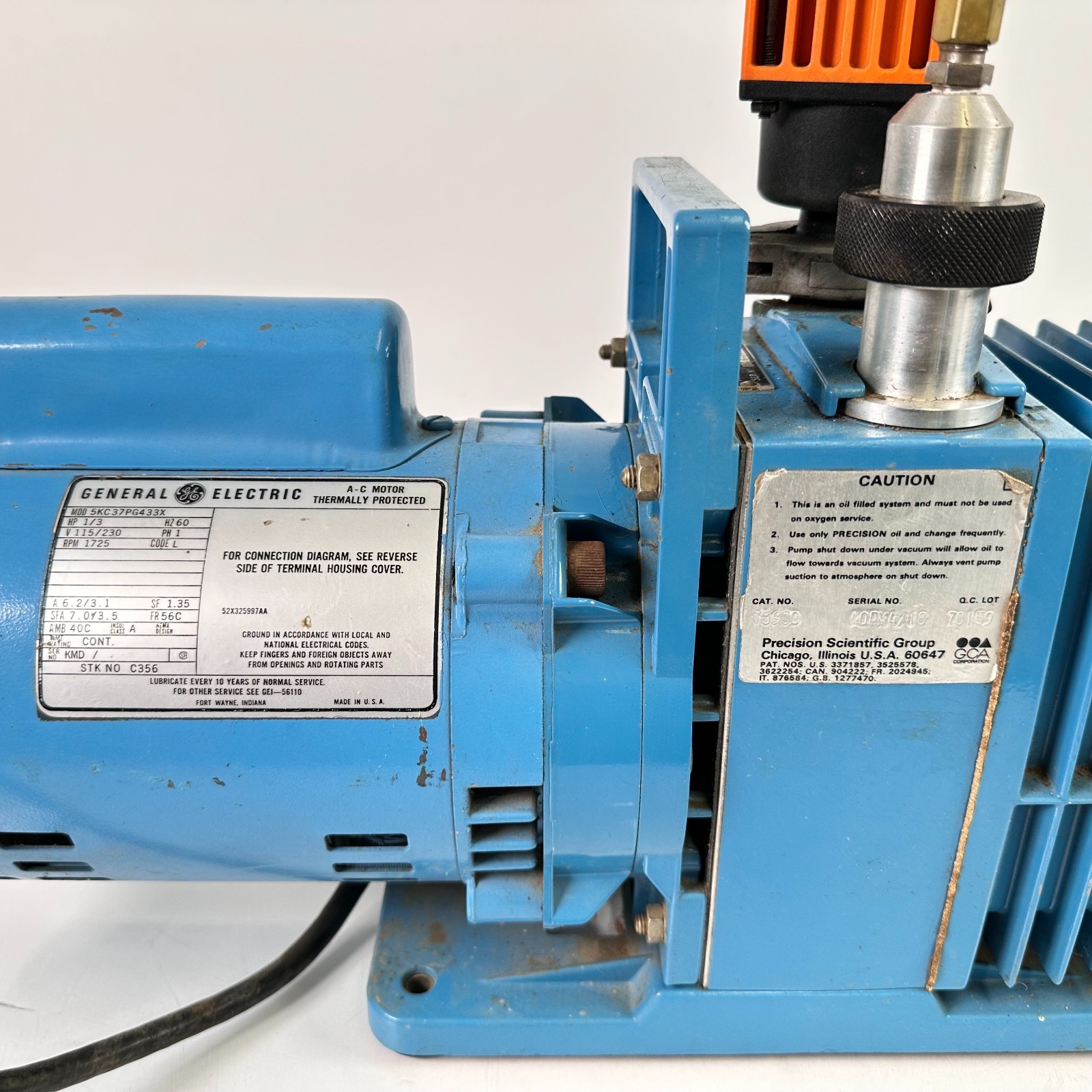 Precision Scientific Dual Stage Rotary Vane Vacuum Pump DD-90 DD90 1/3 HP