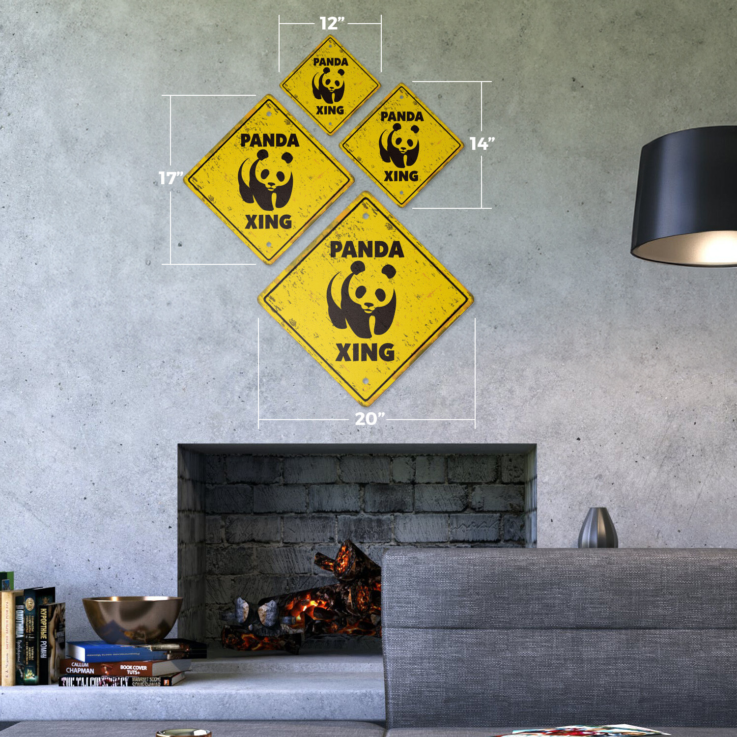 Panda Vintage Crossing Sign Zone Xing bear zoo china kid child boy girl wall ent