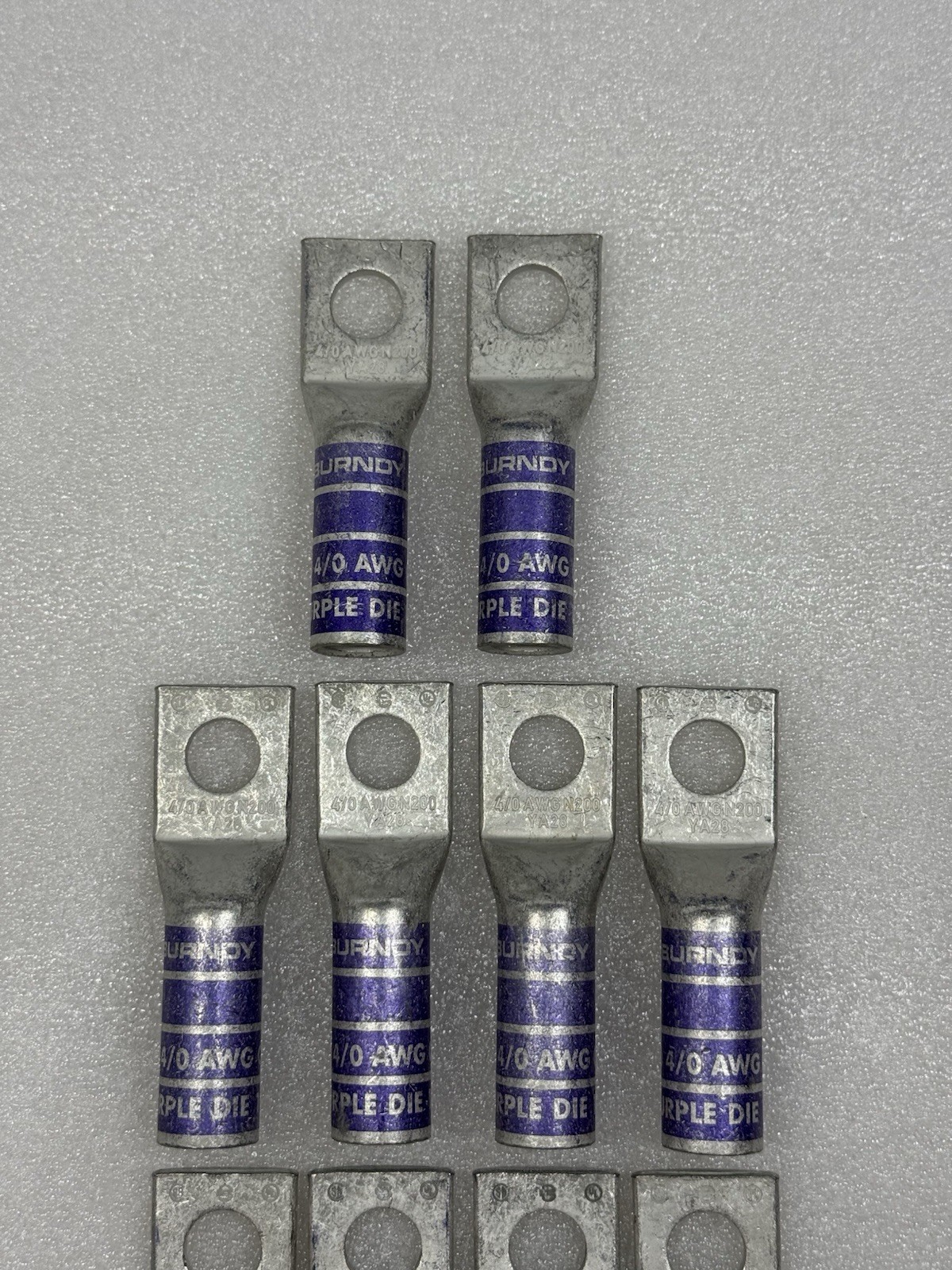 Lot of 10 Burndy Purple Die 15 N200 4/0 AWG Copper Compression Lugs
