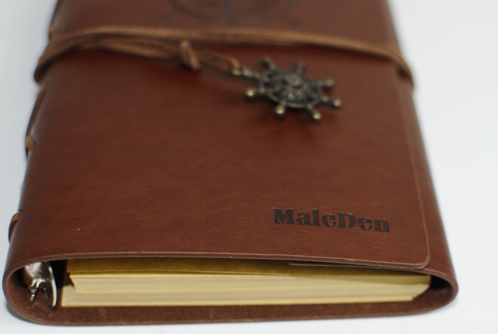MaleDen Nautical Theme Brown Leather Spiral Journal Refillable