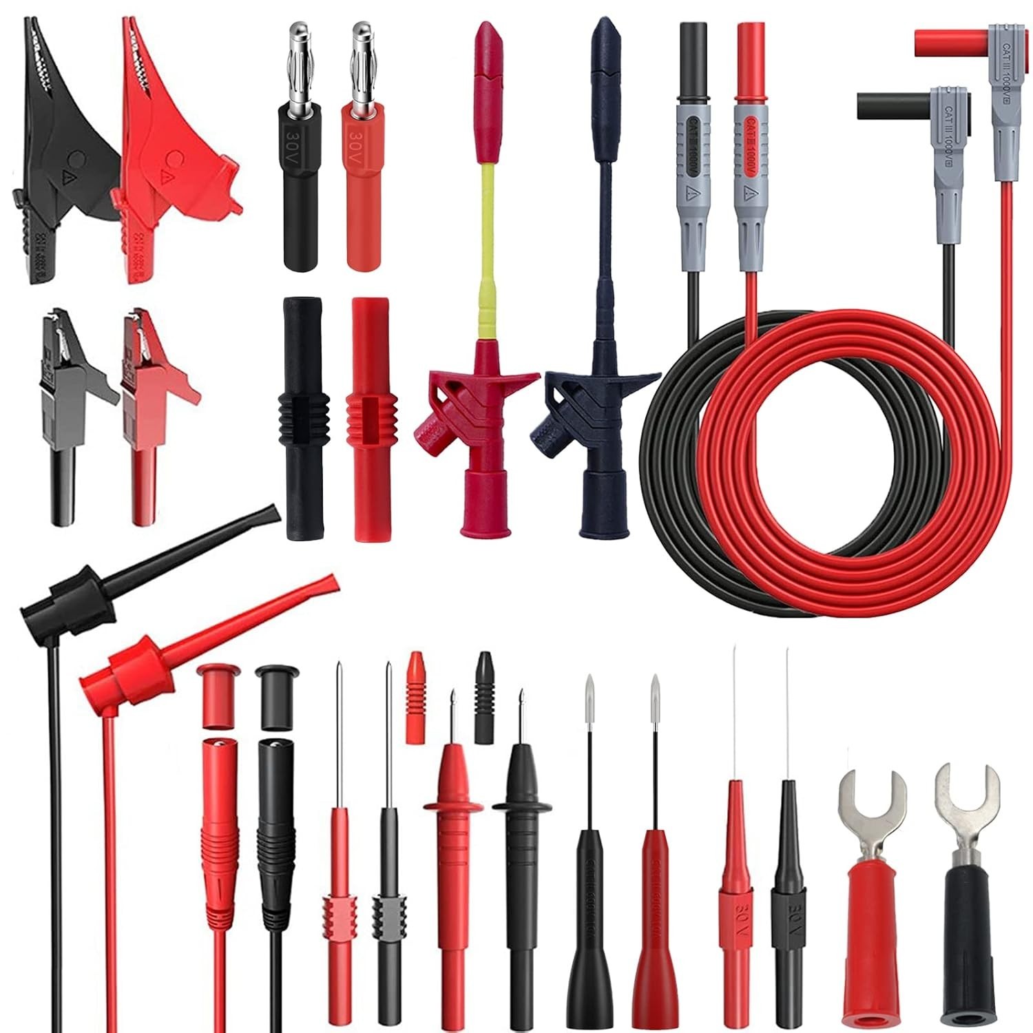 CAT III 1000V Multimeter Leads with Alligator Clips
