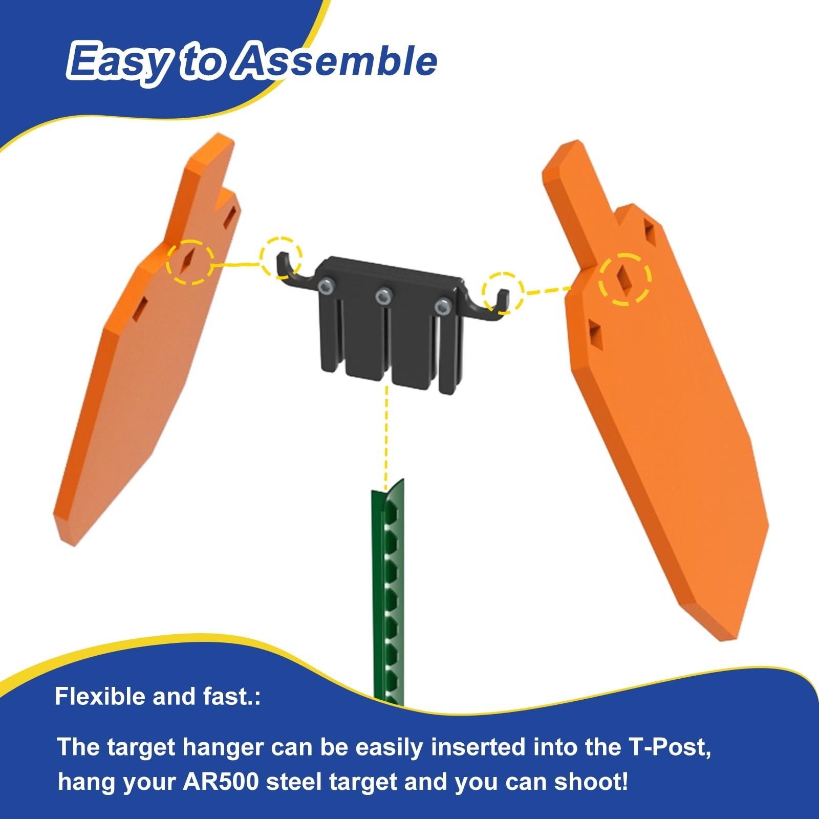 T-Post Target Hanger B- T-Post Hanger x2 -Black