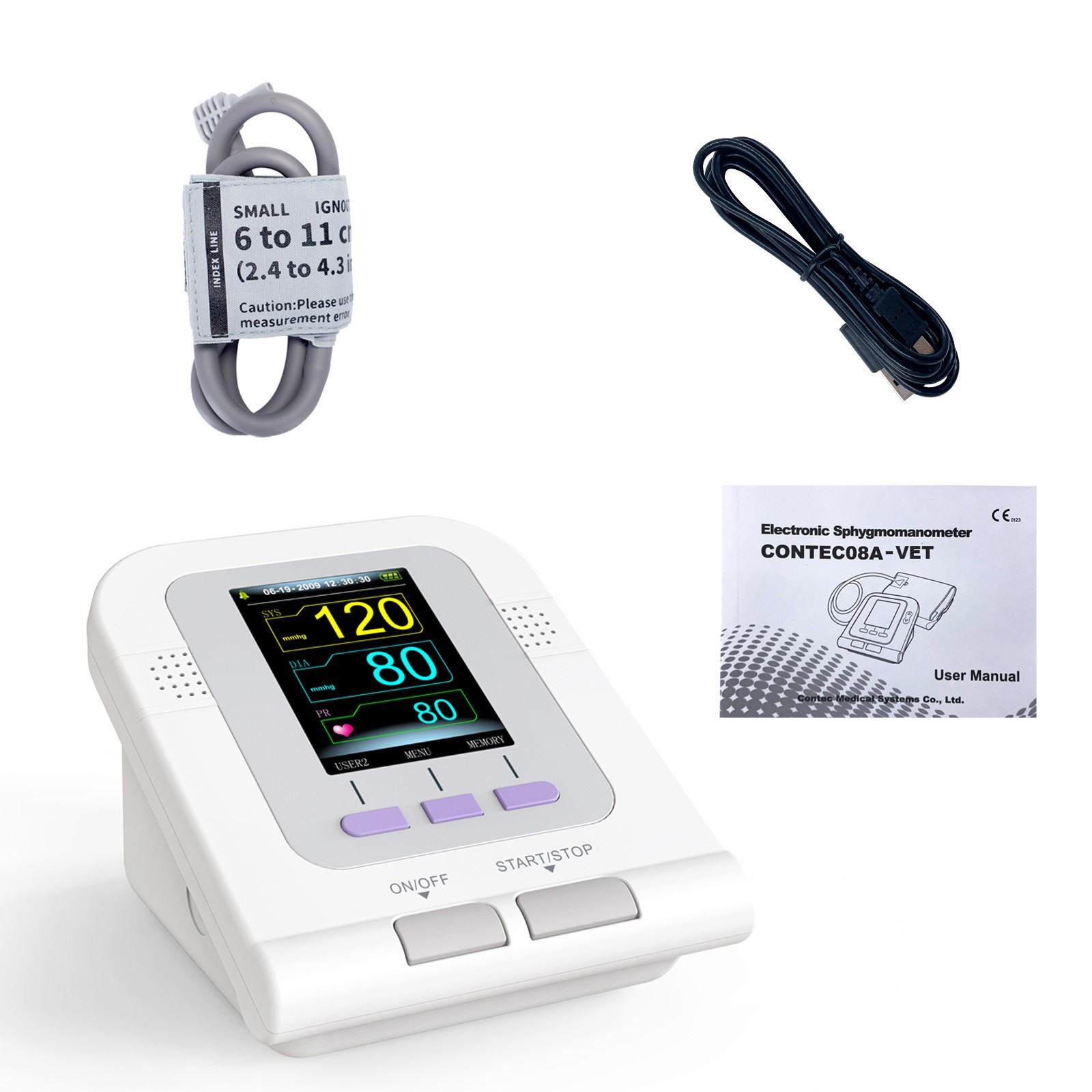 Vet Veterinary OLED digital Blood Pressure & Heart Beat Monitor NIBP CONTEC08A