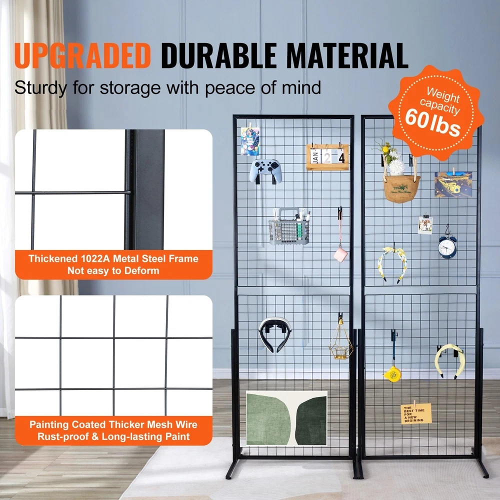 Uimoso 2′ x 5.6′ Grid Wall Panels Tower 2 Packs Wire Gridwall Display Racks