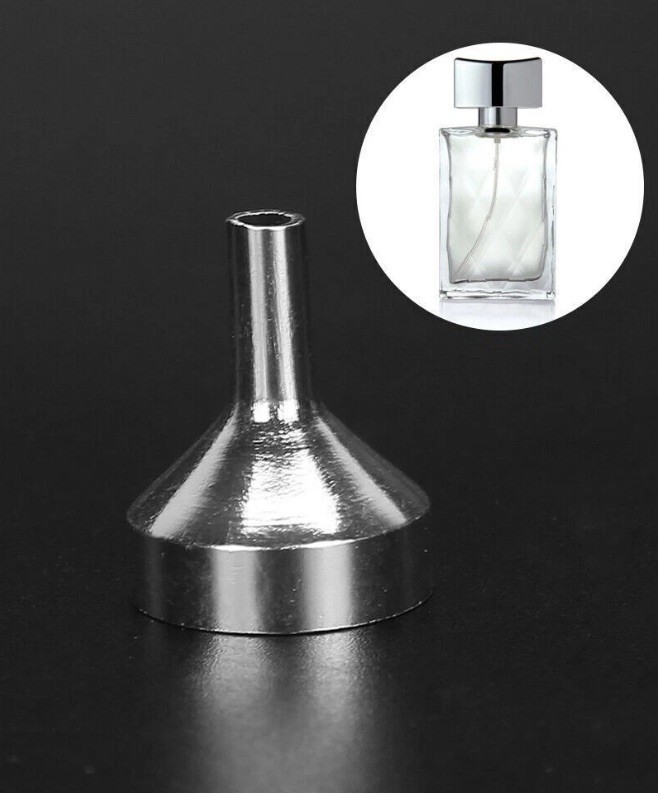 1 One Aluminum Perfume Funnel Spice Funnel Mini Silver Powder Tiny Metal Funnel