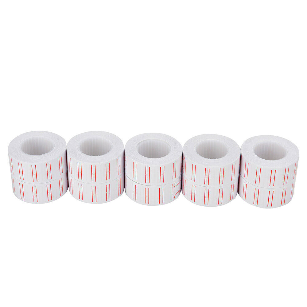 10 Rolls White Red Line Price Tag Gun Sticker 600 Labels Per Roll For MX 5500