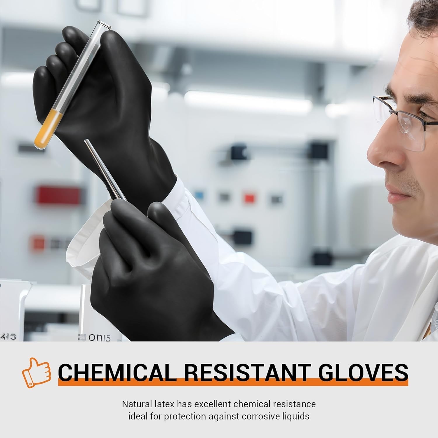 Long Rubber Gloves 22 Inch Durable Latex Acid Proof Oil Proof for Industrial Use