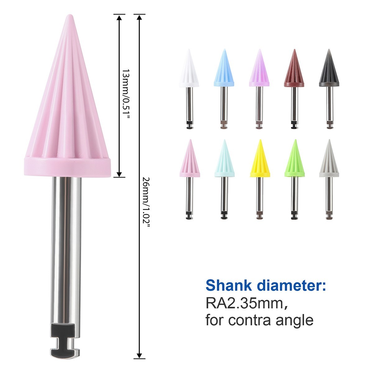 10pc Dental Silicone Rubber Tapered Polishing Prophy Cup RA2.35mm Umbrella Shape