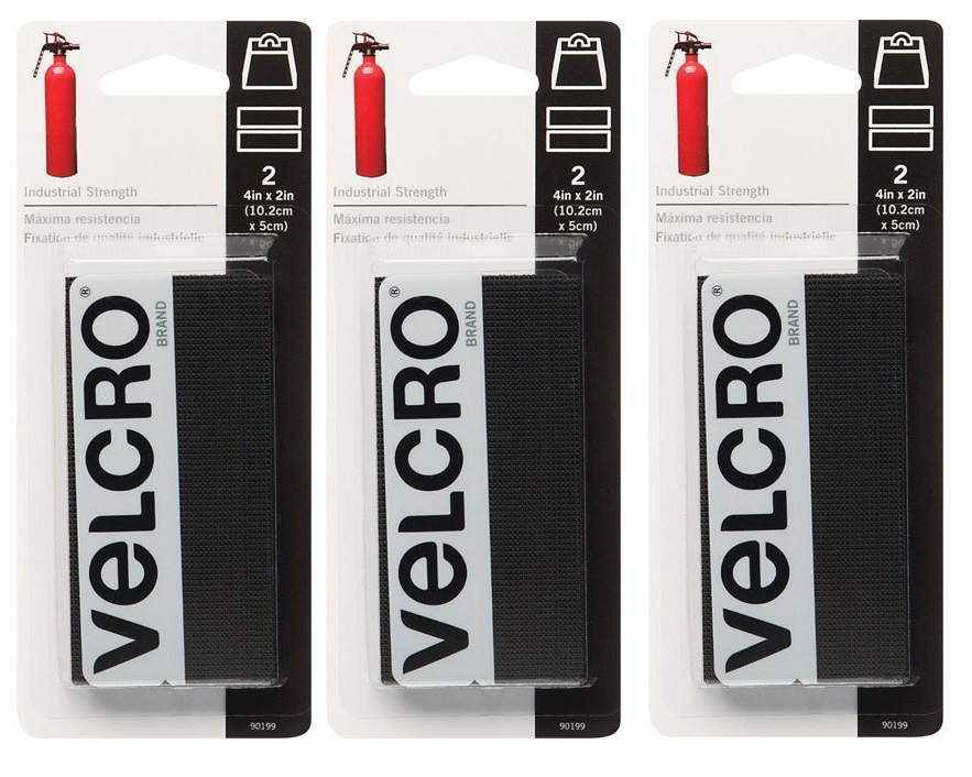 3 ct Velcro Industrial Strength Hook & Loop Fastener 4″ L x 2″ W Black 2pk 90199