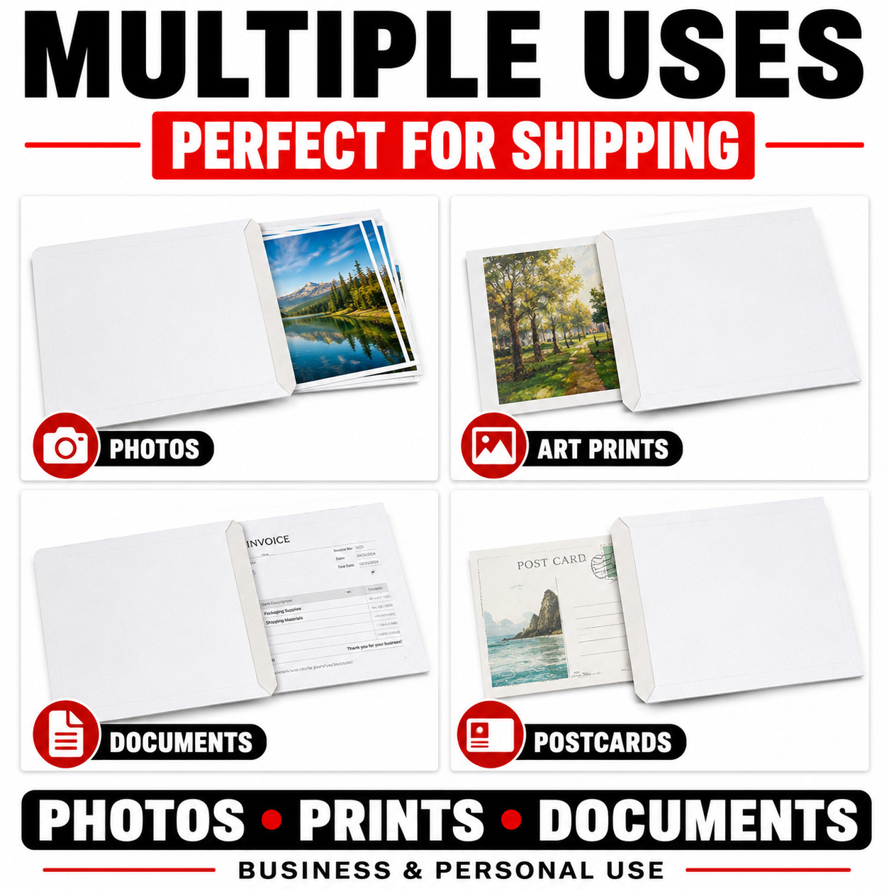 6×8 White Rigid Mailers Stay Flat Self Seal Cardboard Envelopes 50-1000