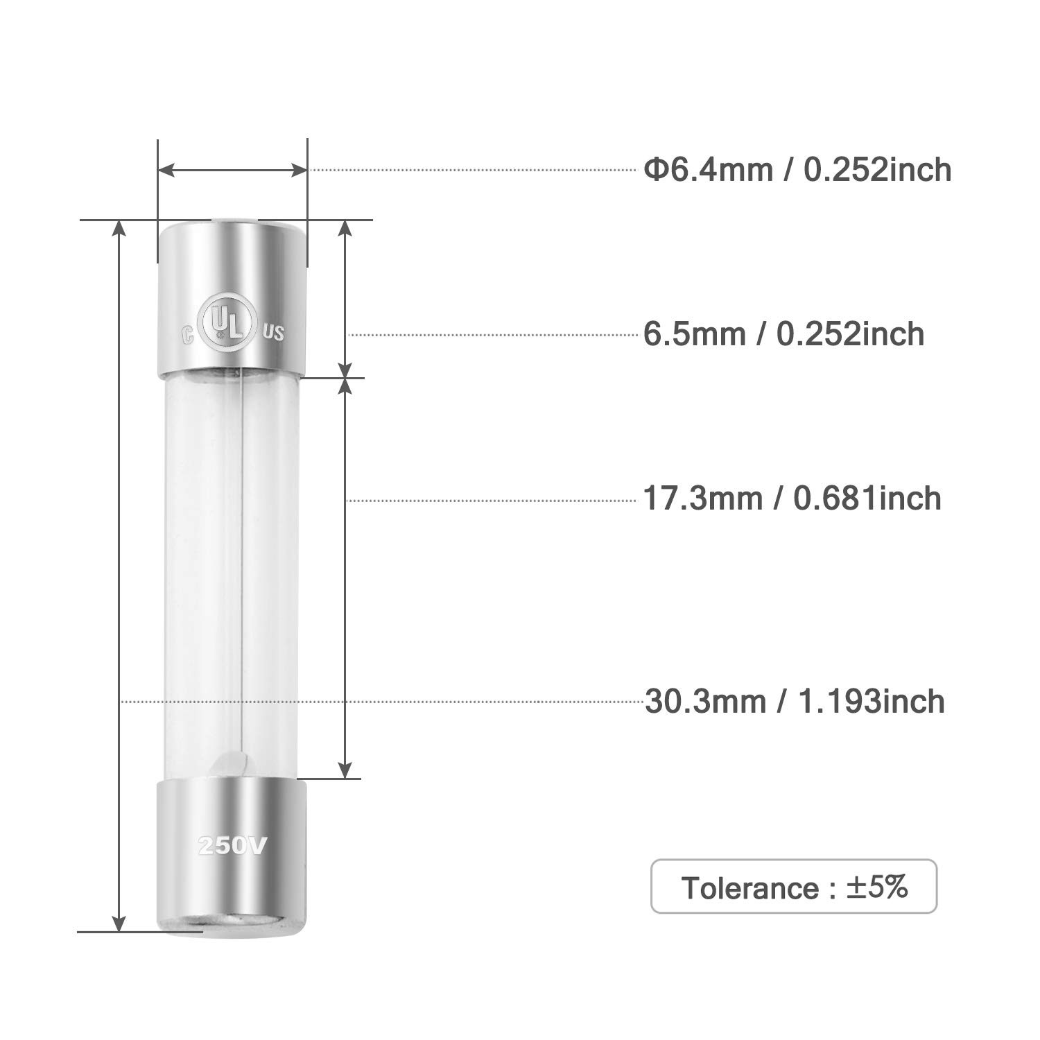 UL 11 Values 6x30mm Glass Fuse Kit 55pcs Fast Blow 125/250V 0.5A-15A Assortment