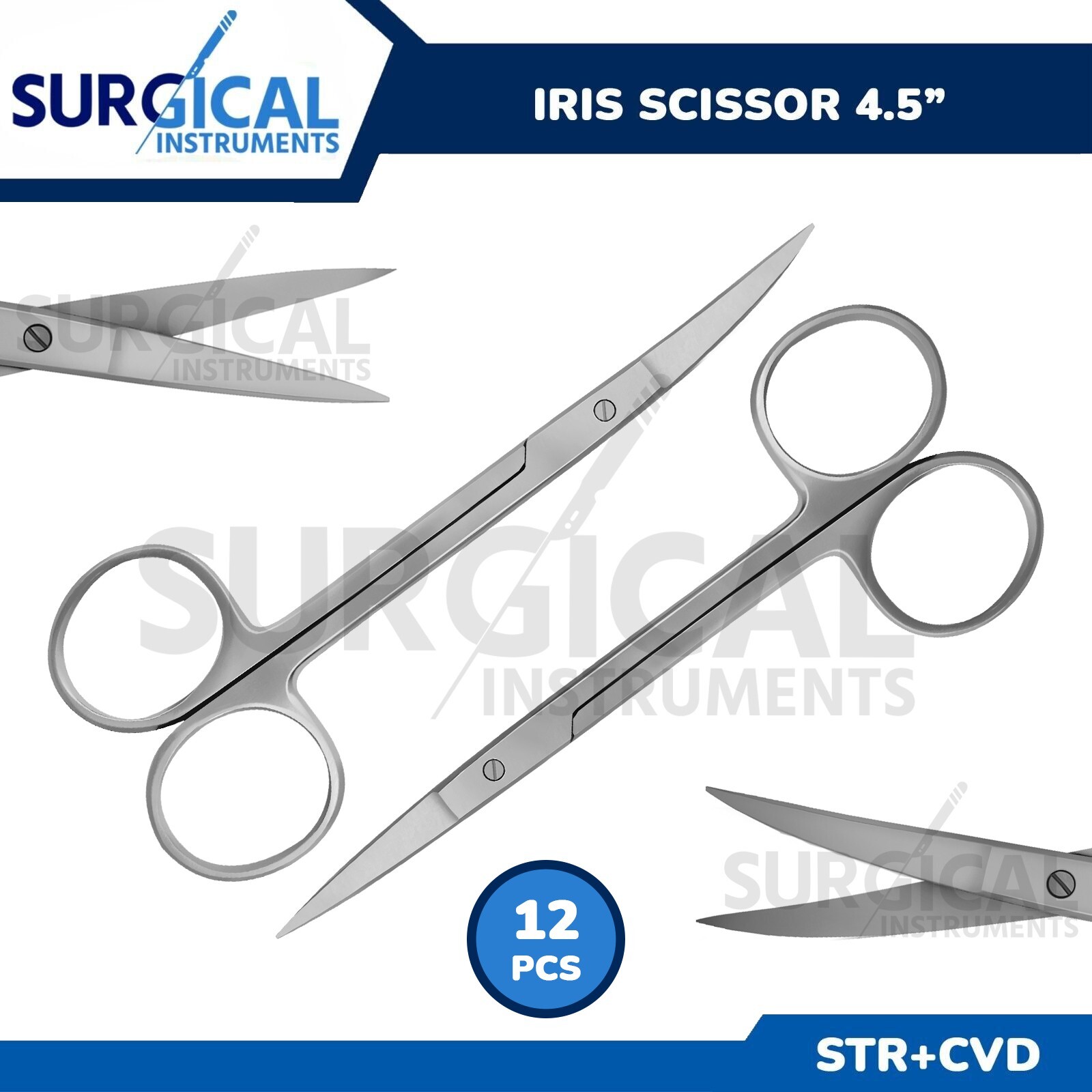 12 Iris Scissors 4.5″ Curved & Straight Surgical Dental Instruments German Grade