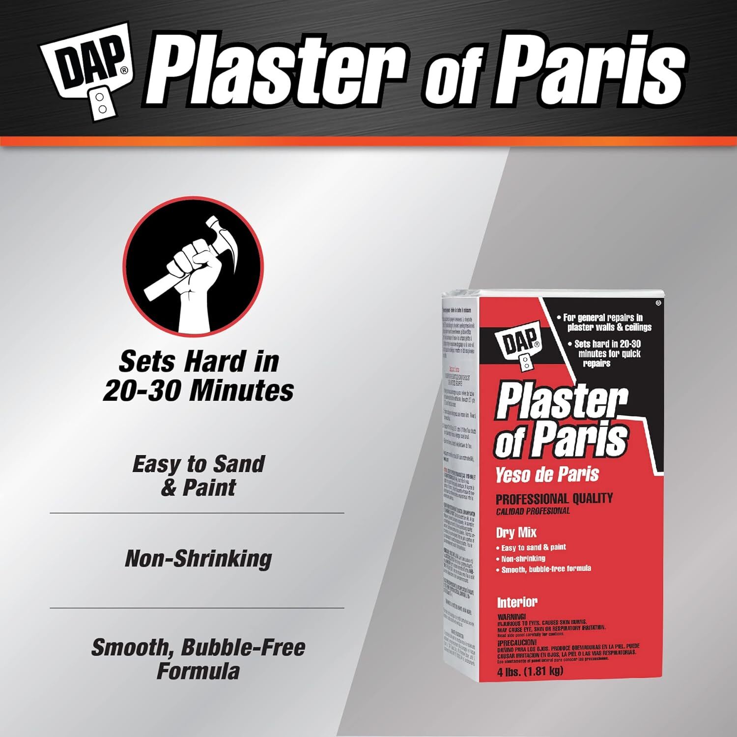 Dap 10318 4Lb White Plaster Sealant Quick Setting For Wall Ceiling Repairs