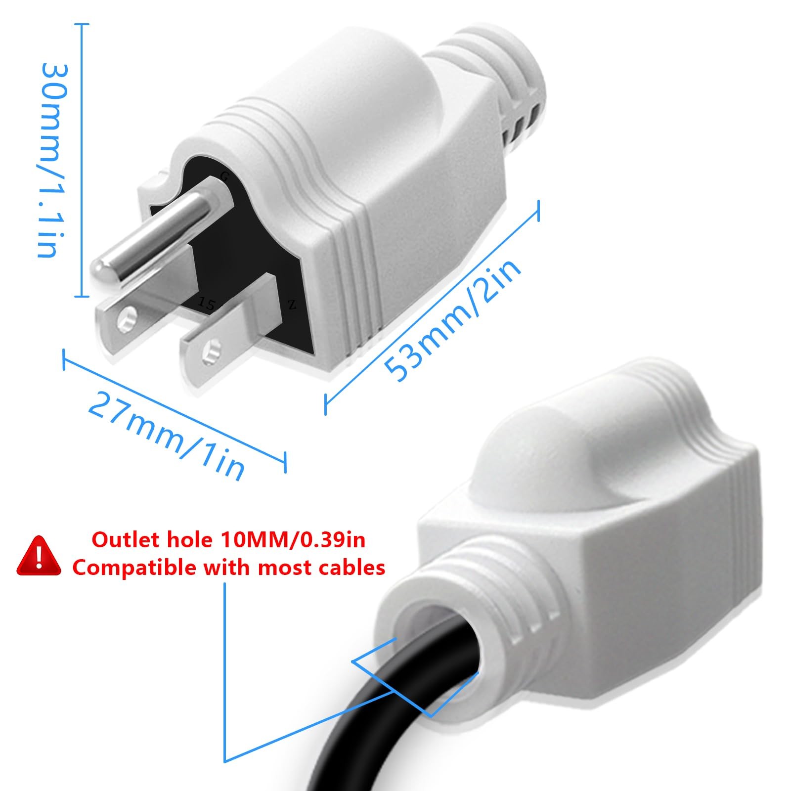 3-Prong Replacement Plug 3 Pack with Screwdriver, 15A 125V Male Power Plugs