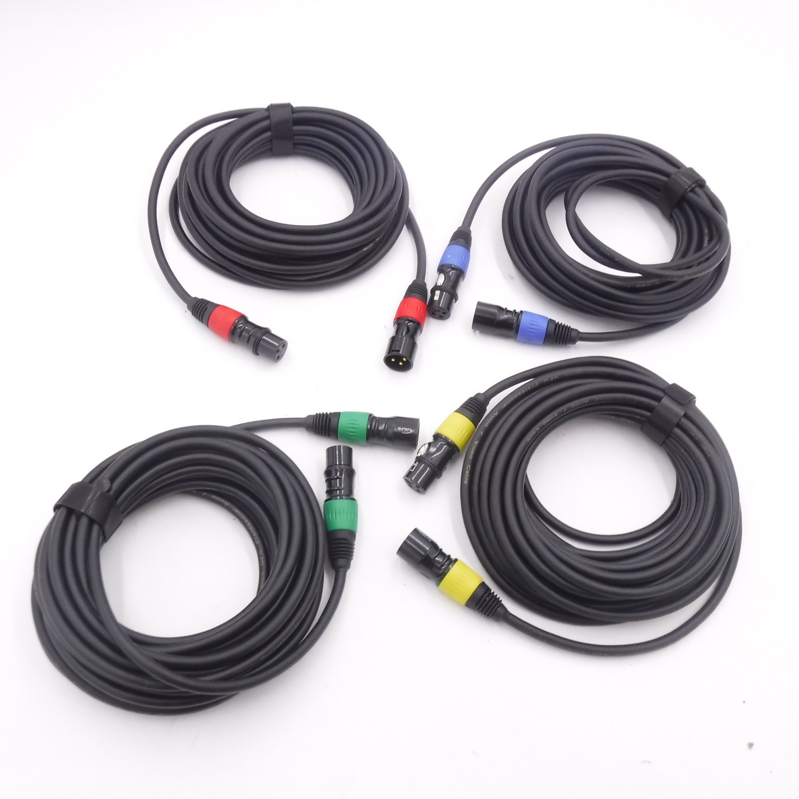 4 Pack AuxLink 25′ Gold Plated 3 Pin XLR Microphone Cables