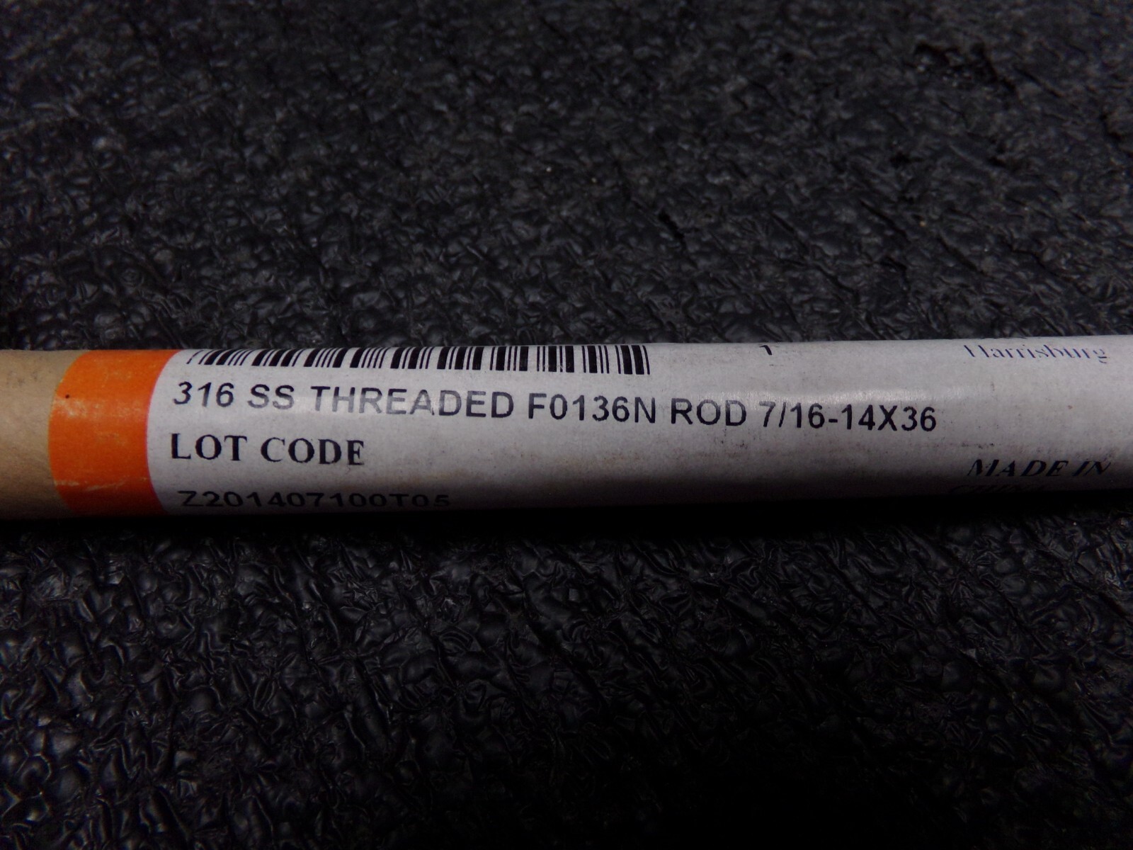 VALUE COLLECTION Threaded Rod: 7/16 –14, 3′ Long, Stainless Steel, Grade 316(c)